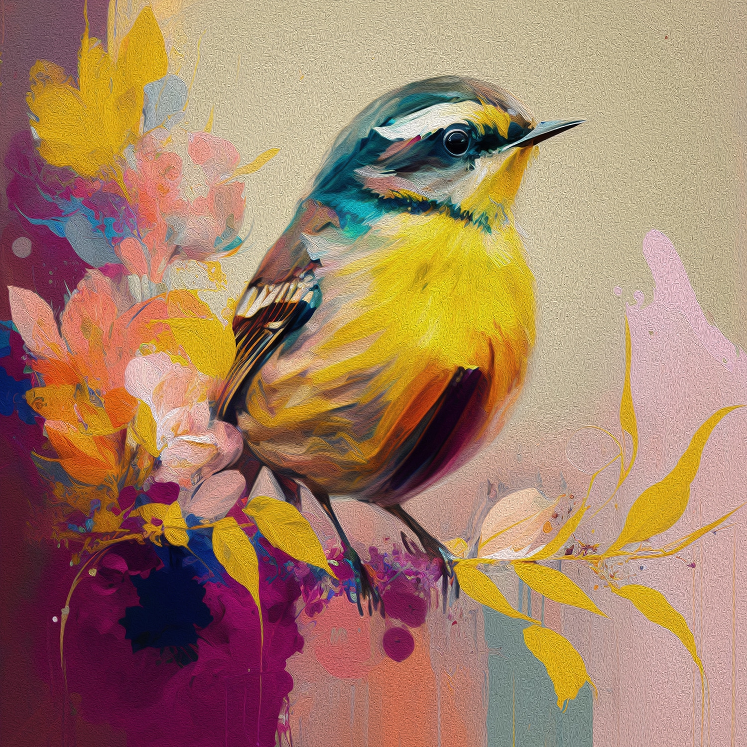queence Tableau sur toile »Susi« Fantaisie classique | Fleurs | Images d'oiseaux | Images de fleurs | Oiseaux 1 cuis tlg. Tissu toile premium, fait main en Allemagne
