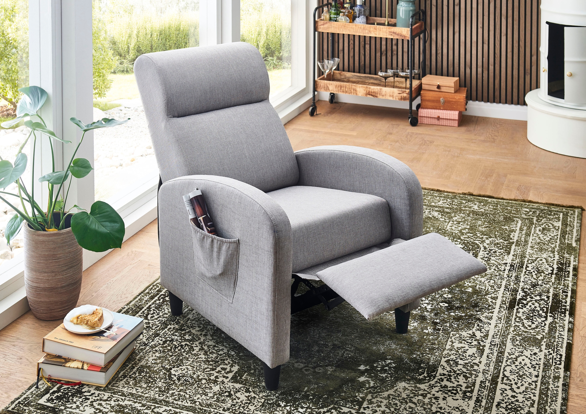 ATLANTIC home collection Relaxsessel »Tom«, mit Relaxfunktion, inklusive seitlicher Tasche