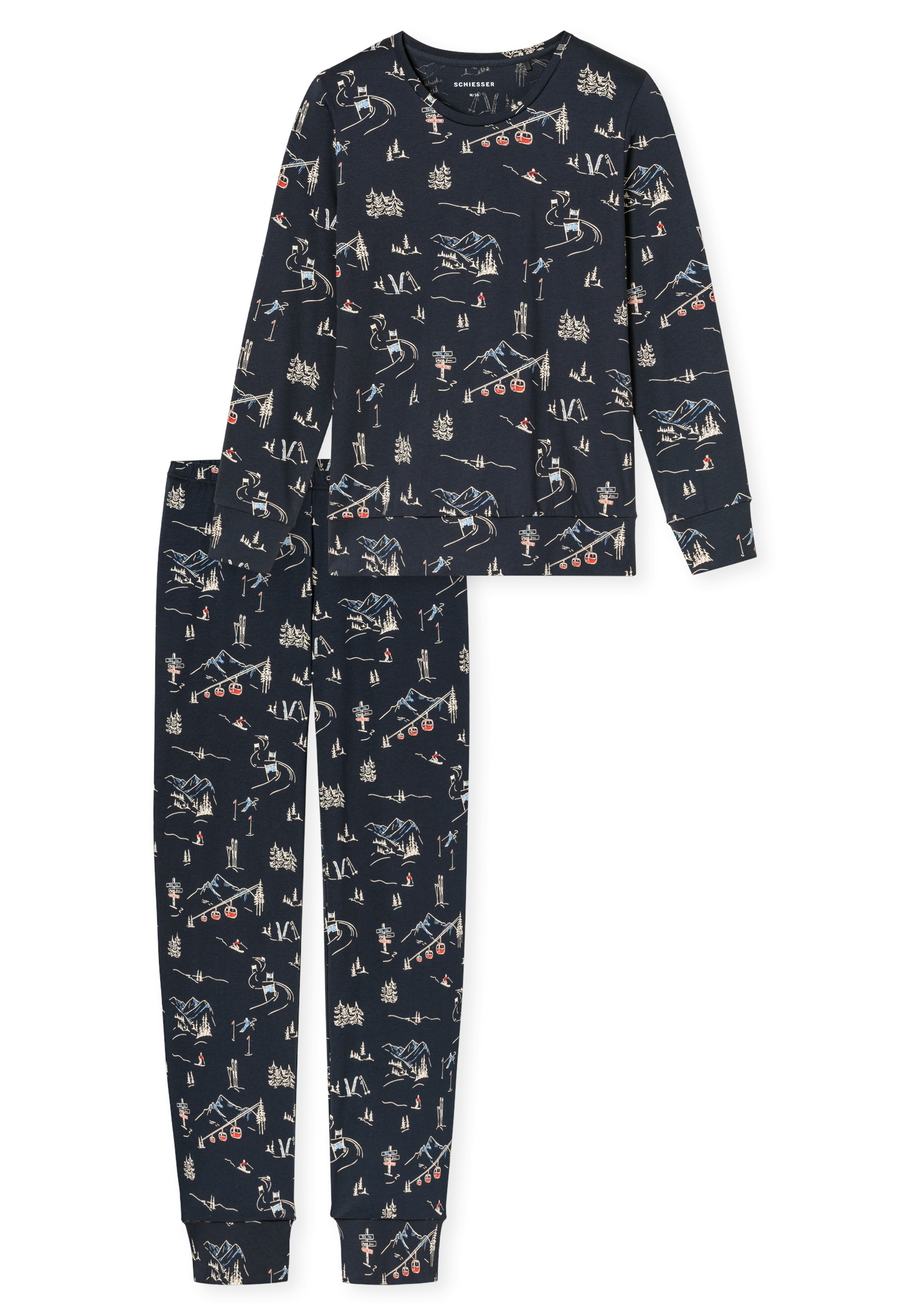 Schiesser Pyjama »Family« , 2 Langarm, Baumwolle, Rundhalsausschnitt