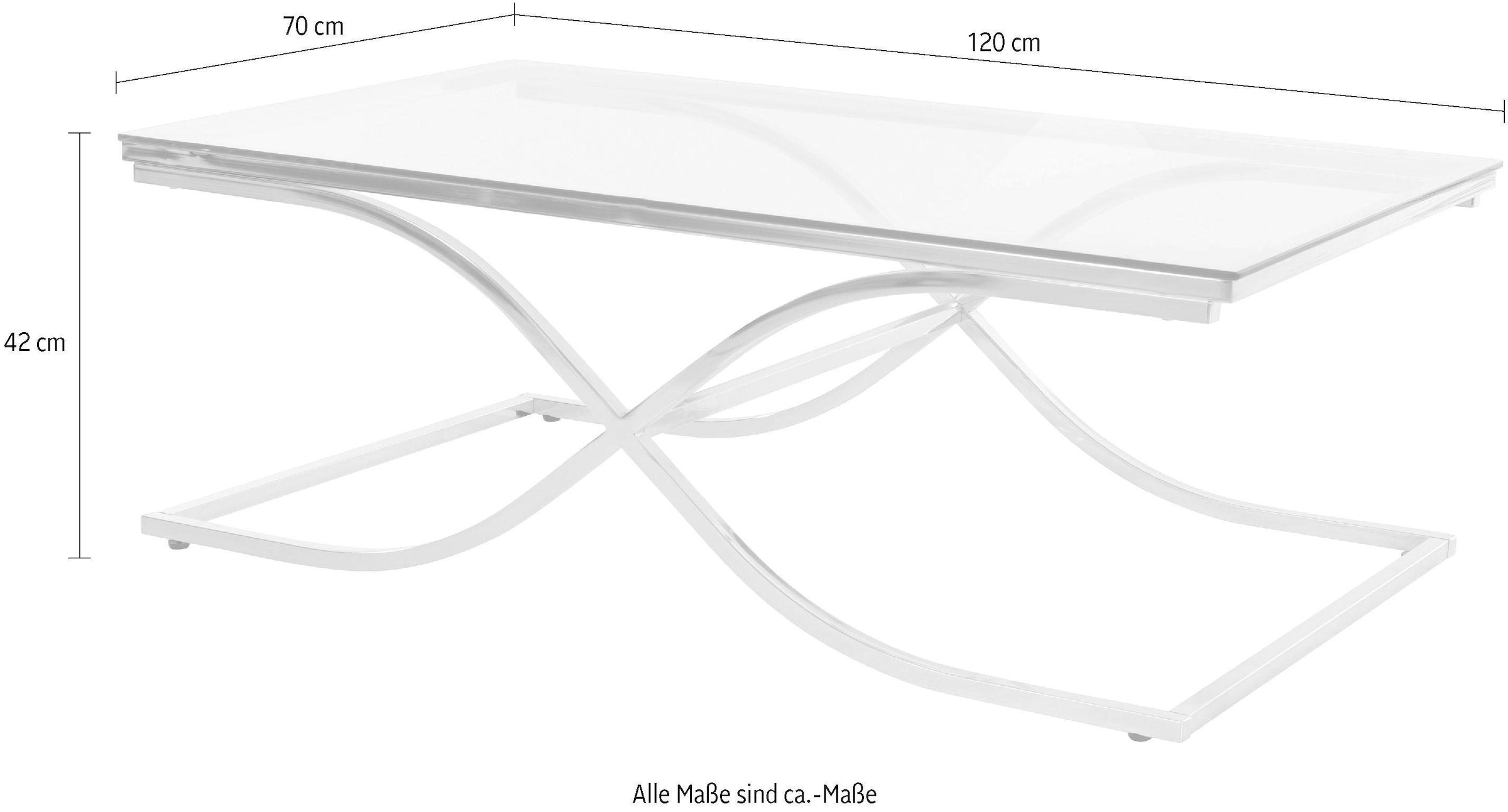 Home affaire Couchtisch »TOPSELLER!«, (Glastisch), Masse (B/T/H): (120/70/42), Gestell in Gold-Optik