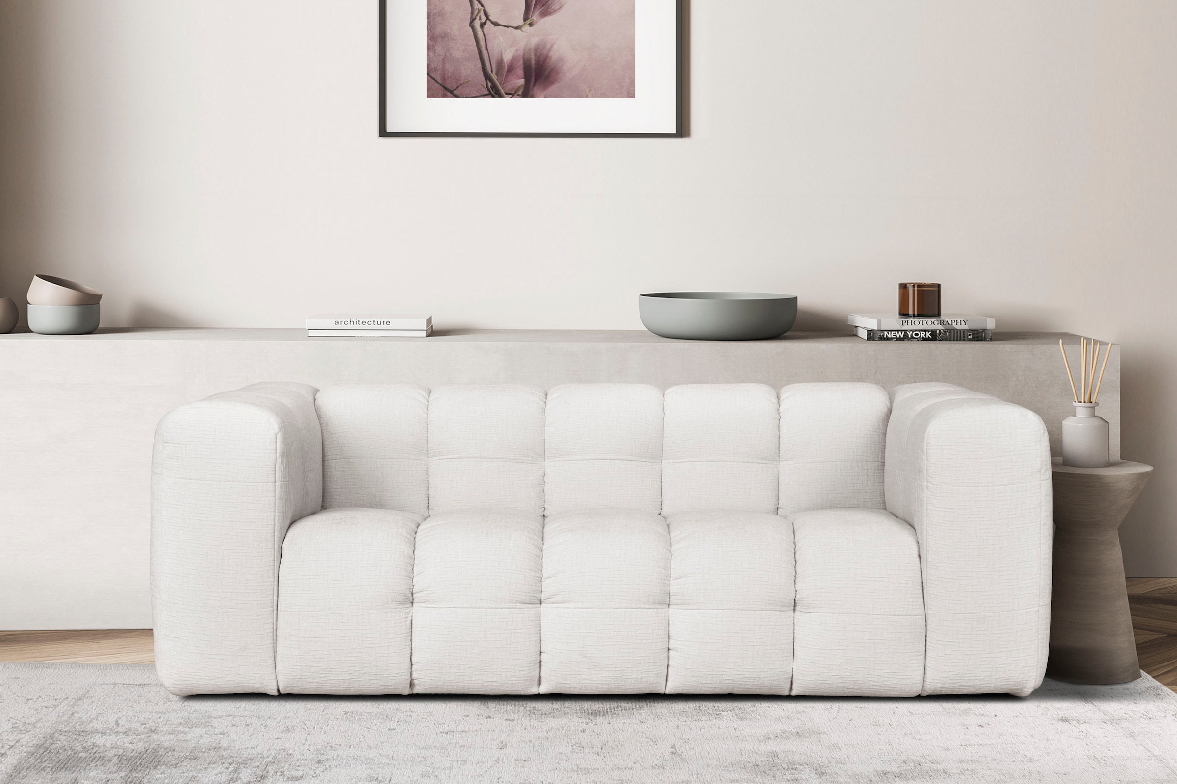 LeGer Home by Lena Gercke 3-Sitzer »TALISHA Designersofa, moderne Steppung, Masse B/T/H: 229/110/75 cm«, aufwendig gepolstert, hoher Sitzkomfort