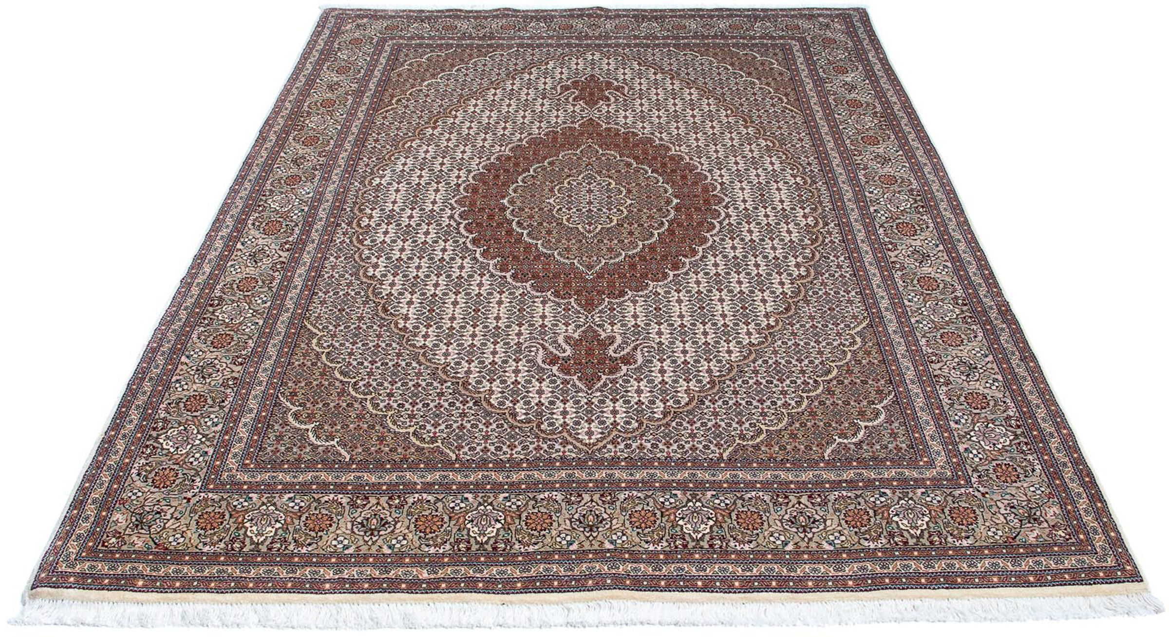Image of morgenland Orientteppich »Perser - Täbriz - Royal - 210 x 150 cm - hellbraun«, rechteckig, 7 mm Höhe, Wohnzimmer, Handgeknüpft, Einzelstück mit Zertifikat bei Ackermann Versand Schweiz
