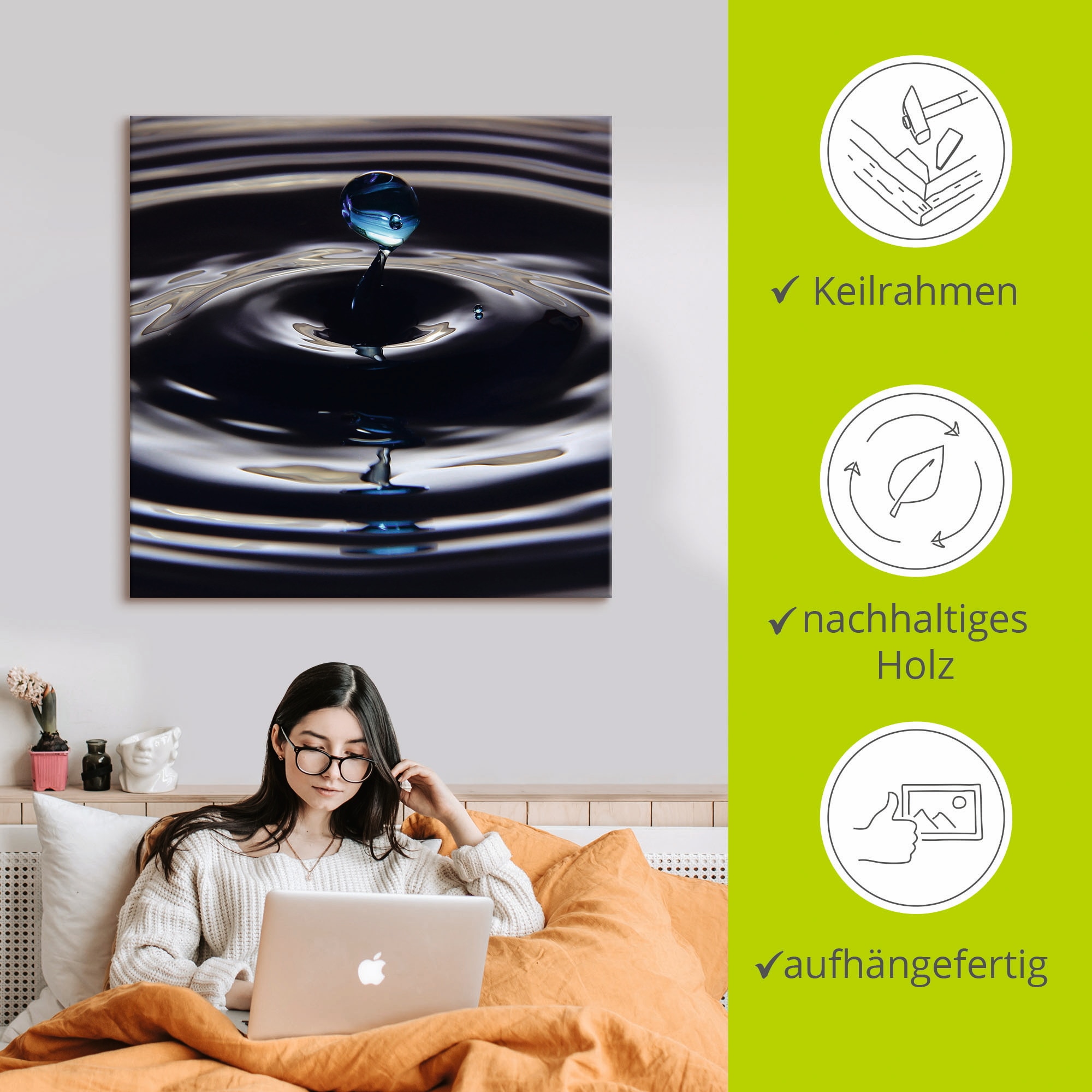 Artland Leinwandbild »Verlorener Tropfen« Zen 1 Stk. tlg. auf Keilrahmen gespannt