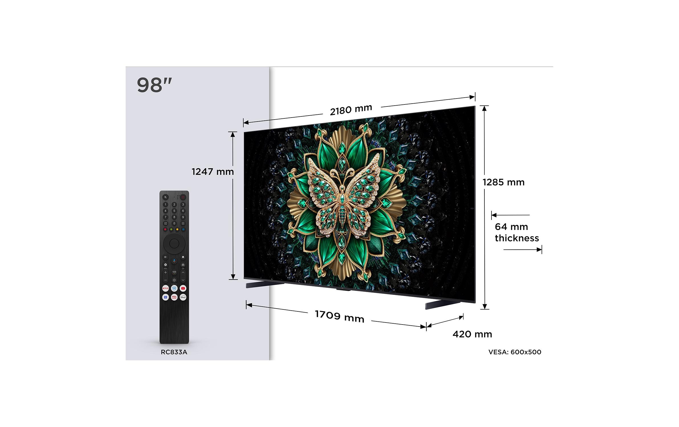 TCL QLED-Fernseher »98C6K« 249 cm/98 ″ Smart-TV