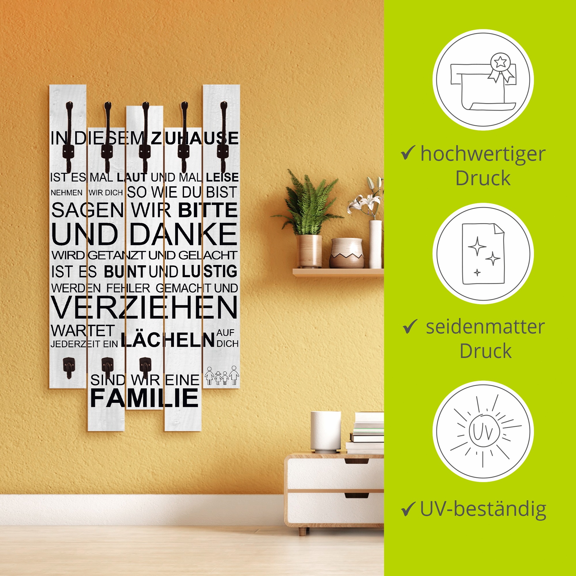 Artland Garderobenleiste »In diesem Zuhause_weiss«, teilmontiert