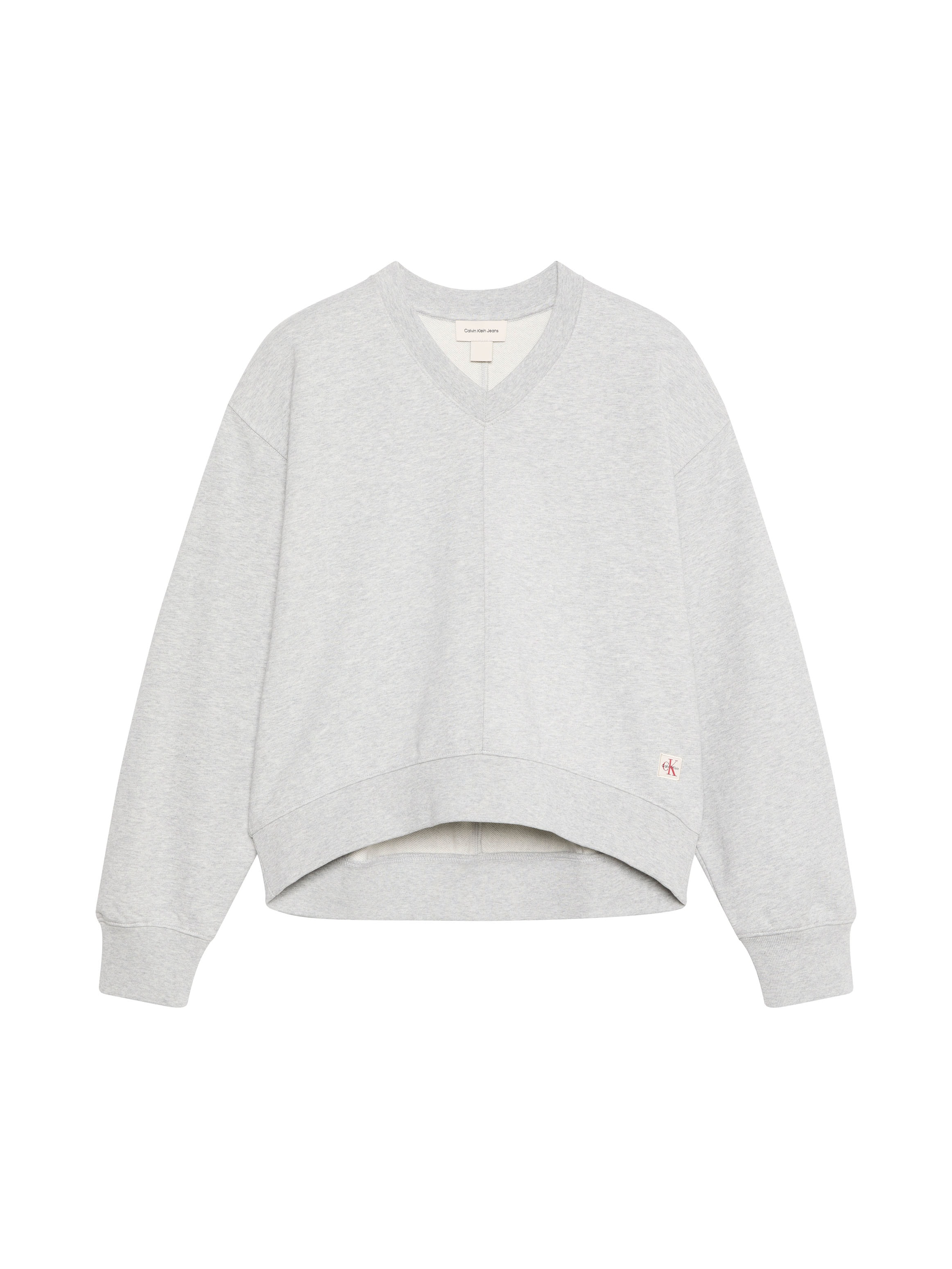 Calvin Klein Jeans Sweatshirt »LS TERRY WOVEN LABEL VNK SWEATSH«, Regular fit mit V-Ausschnitt
