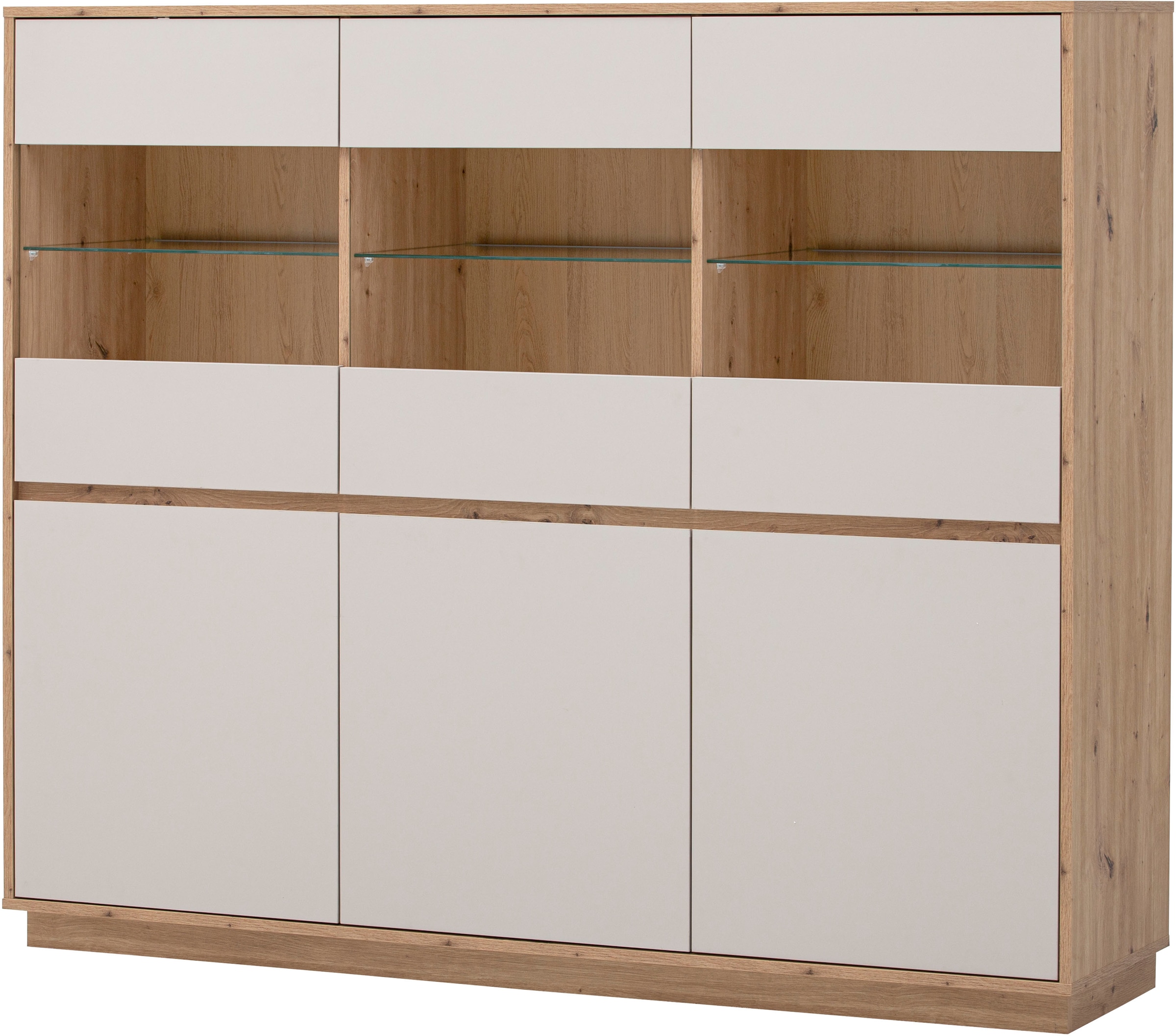 Home affaire Highboard »Sonora, moderner Schrank, Stauraumelement in Eiche Artisan, Kommode« filigrane Rahmenoptik, ausreichend Stauraum, vielseitig einsetzbar