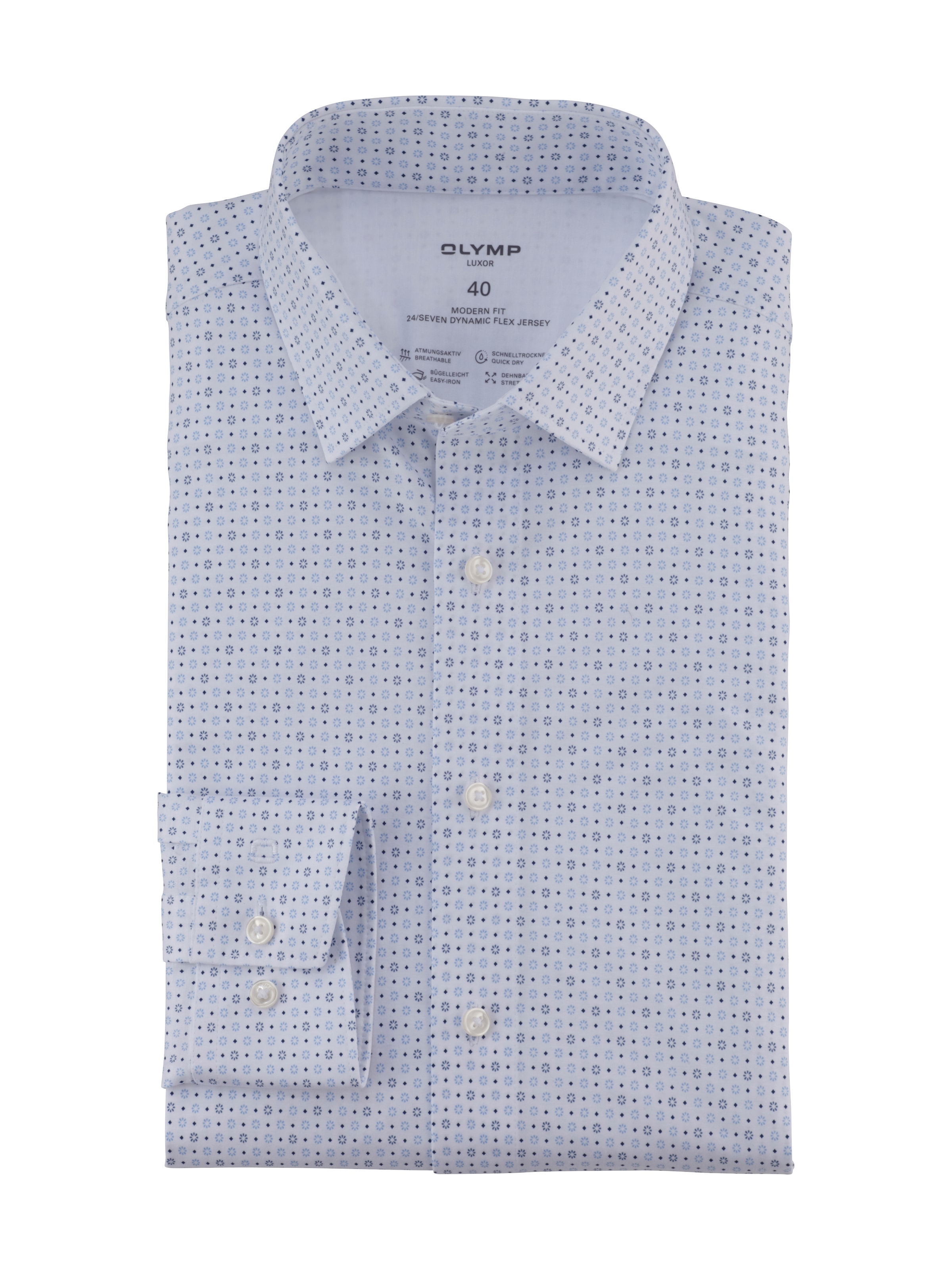Image of OLYMP Businesshemd "24/7 - Luxor modern fit - Jersey" mit Blüten-Minimal-Dessin
