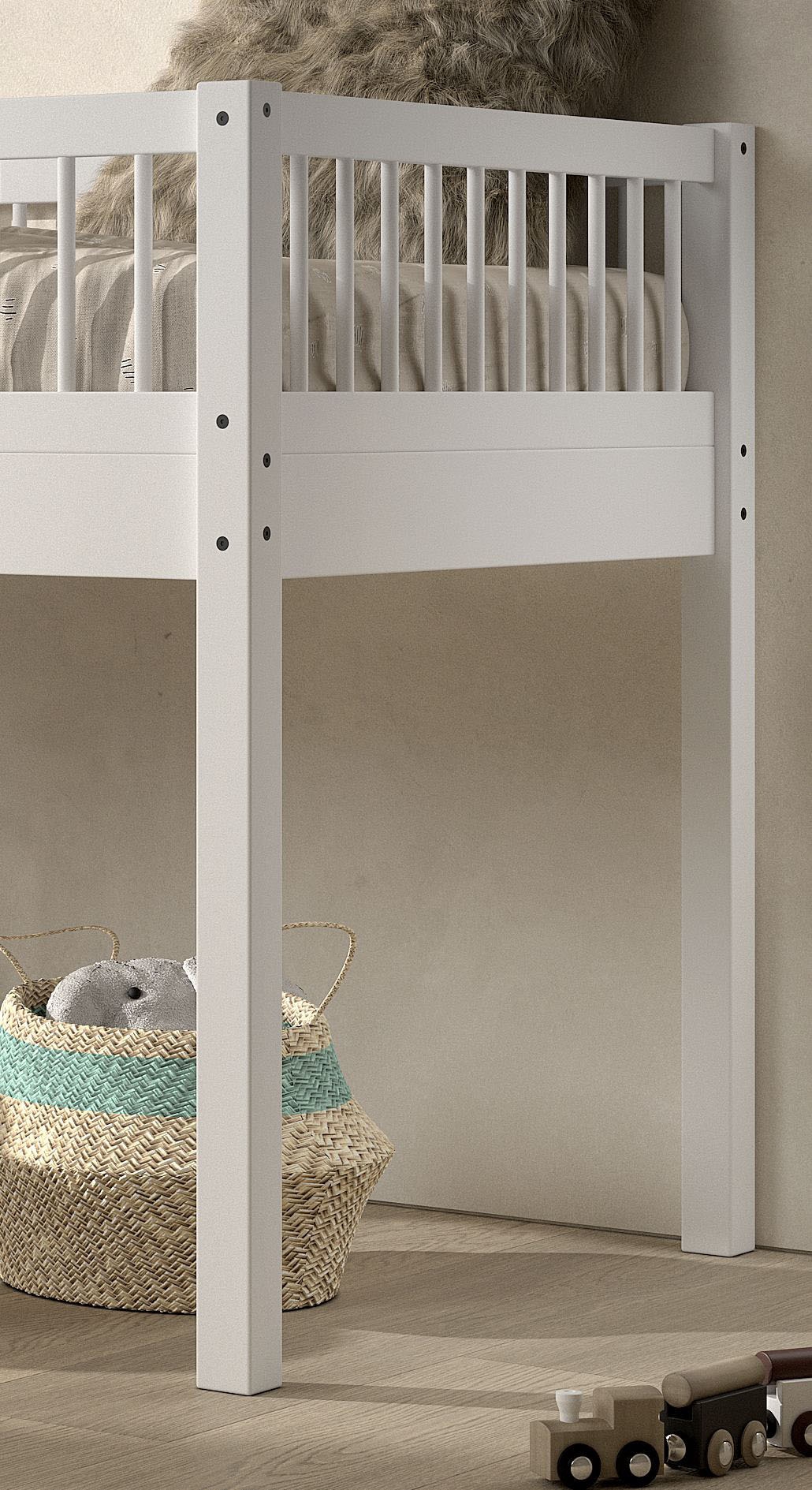 Vipack Spielbett Made in Europe,  aus massiver Eiche geölt, LF 90x2000cm, RR, Leiter u. Absturzschutz