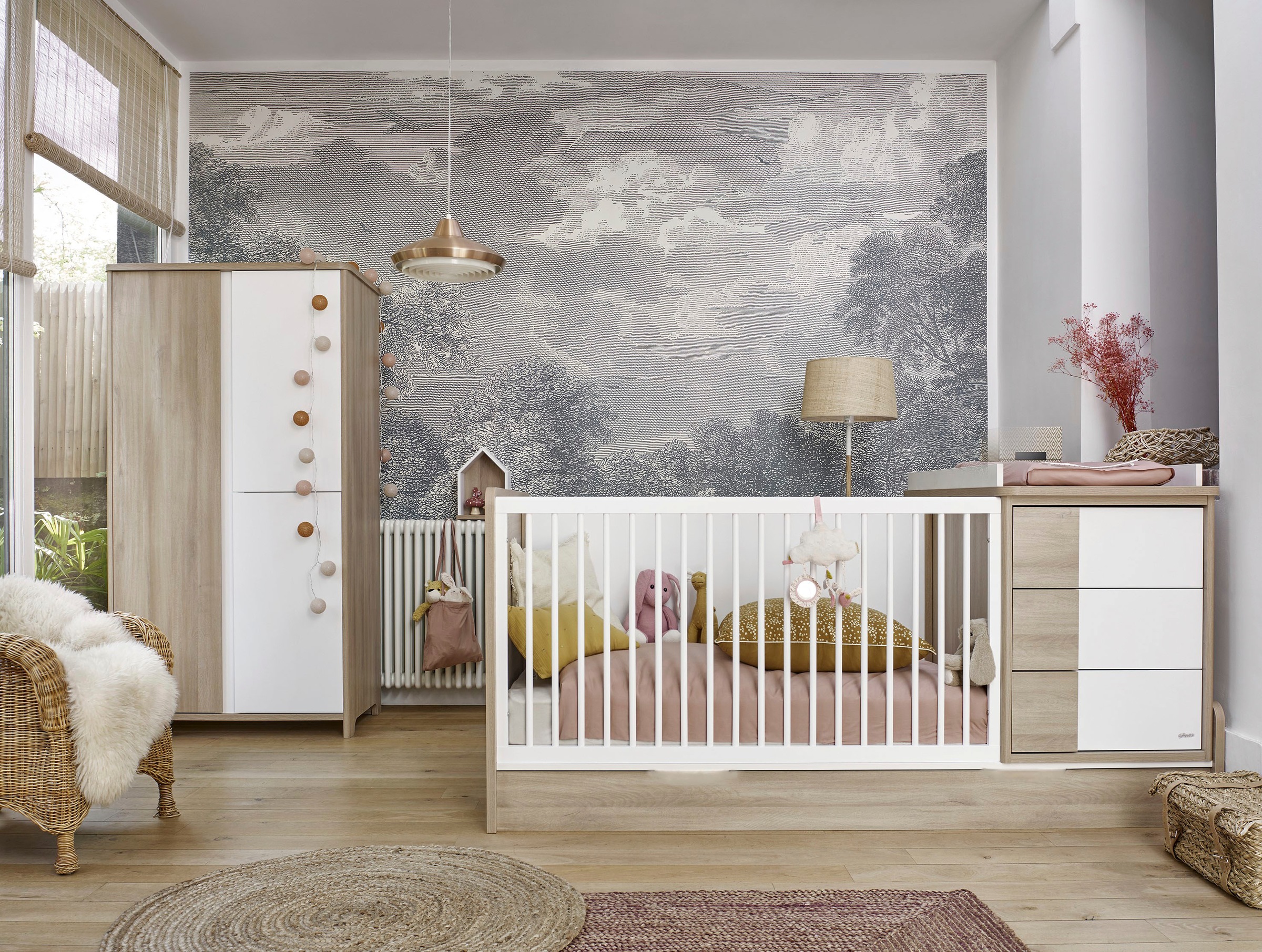 Image of Galipette Babymöbel-Set "Sasha" 6 Stk. tlg. bestehend aus Schrank, Bett, Regal, Kommode, Schreibtisch & Ablage