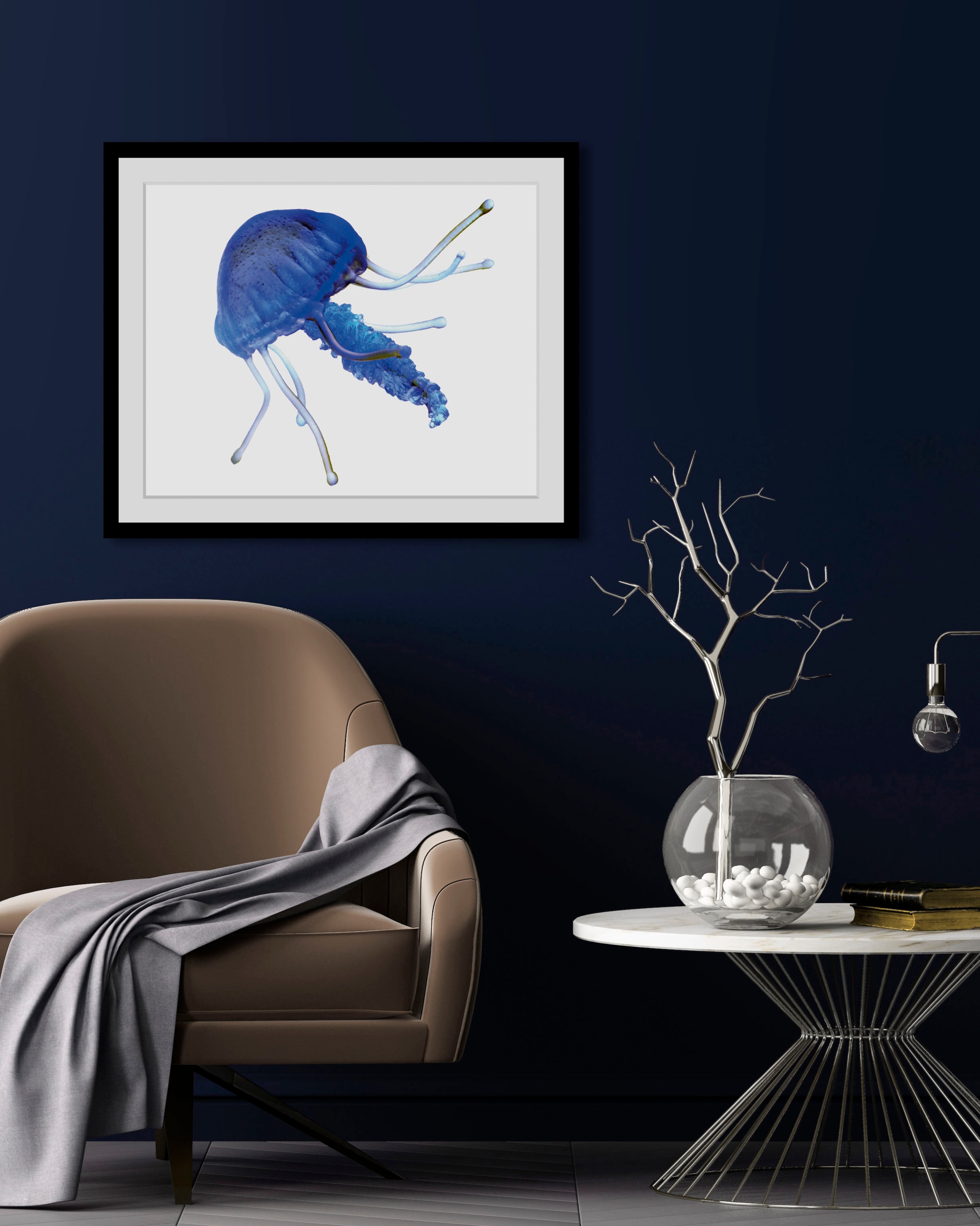 Image of queence Bild "Lars" Kunst Meer Wassertiere 1 Stk. tlg. HD Premium Poster-Druck inkl. Holzrahmen