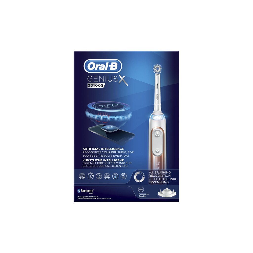 Oral-B Elektrische Zahnbürste »GeniusX S Rosegoldfarben«, 1 St. Aufsteckbürsten