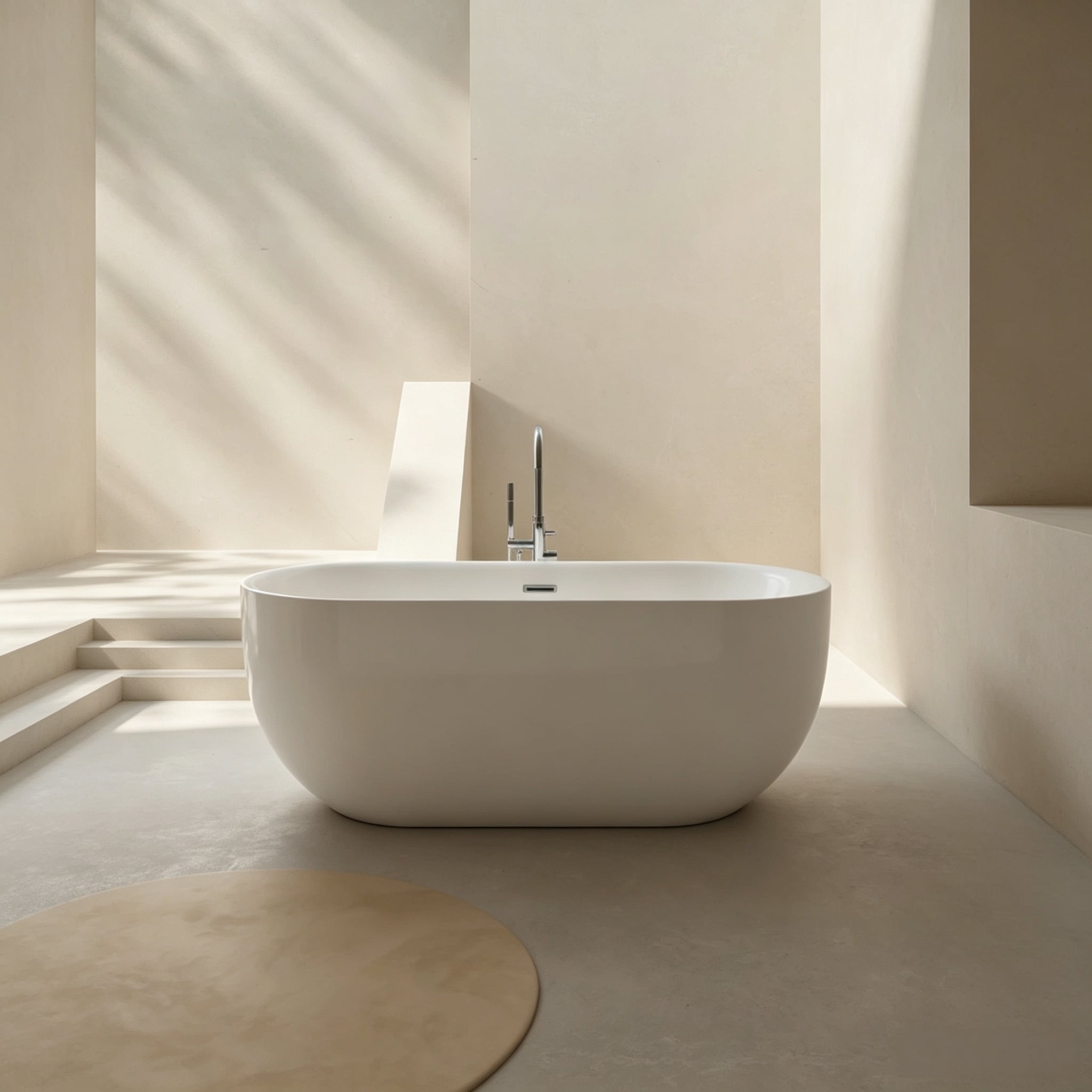 welltime Baignoire »Setubal« Höhe 62 cm Avec bouchon de vidange | Débordement | Pieds réglables contre le mur, en acrylique sanitaire de haute qualité, avec valve pop-up