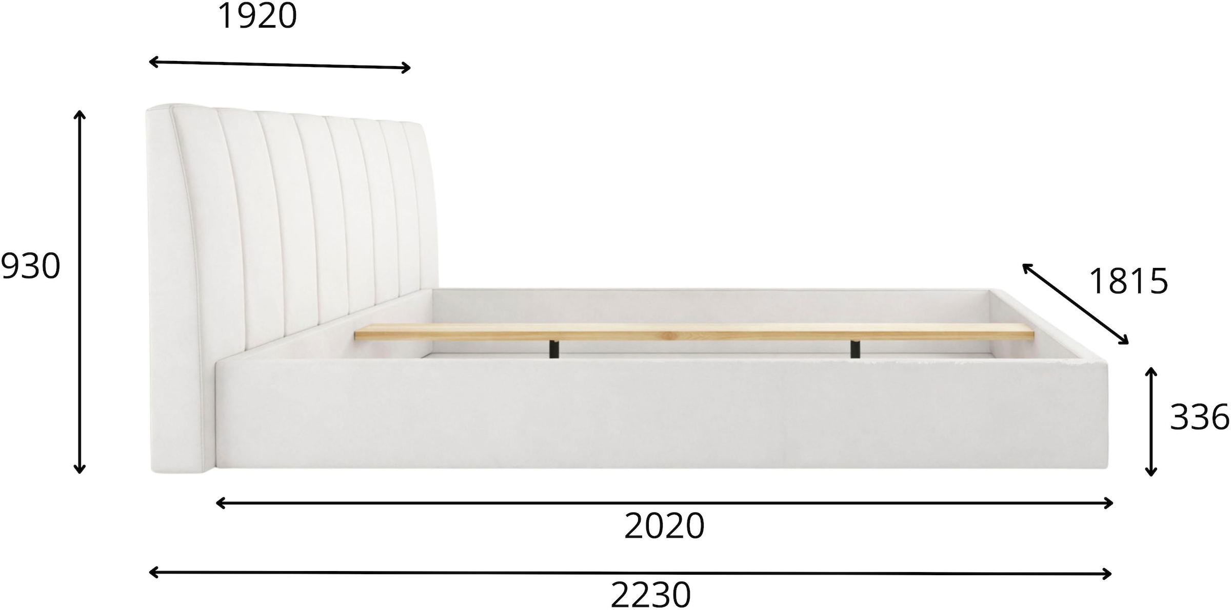 Home affaire Bett »MALISSA Bettgestell mit gepolstertem Kopfteil mit/ohne Stauraum« Bettgestell, Schlaffläche 180x200 cm, Masse B/T/H: 186,6/223/100 cm