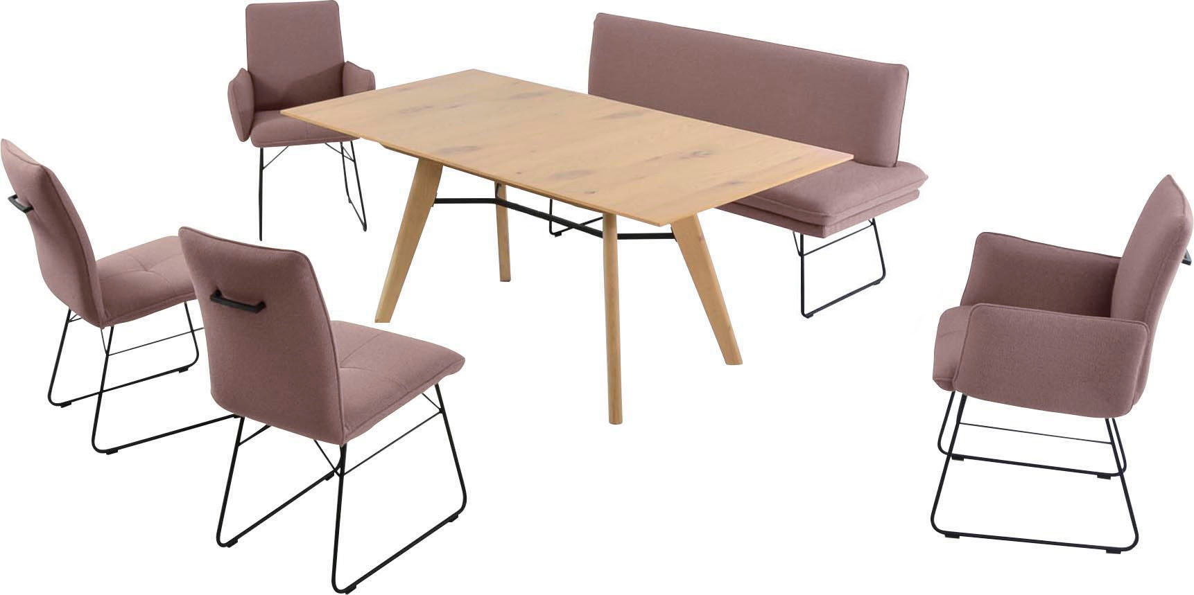 K+W Komfort & Wohnen Essgruppe »Giacomo IV« 6 Stk. tlg. Polsterbank in 2 Grössen, 2 Kufenstühle, 2 Armlehnenstühle und 1 Tisch