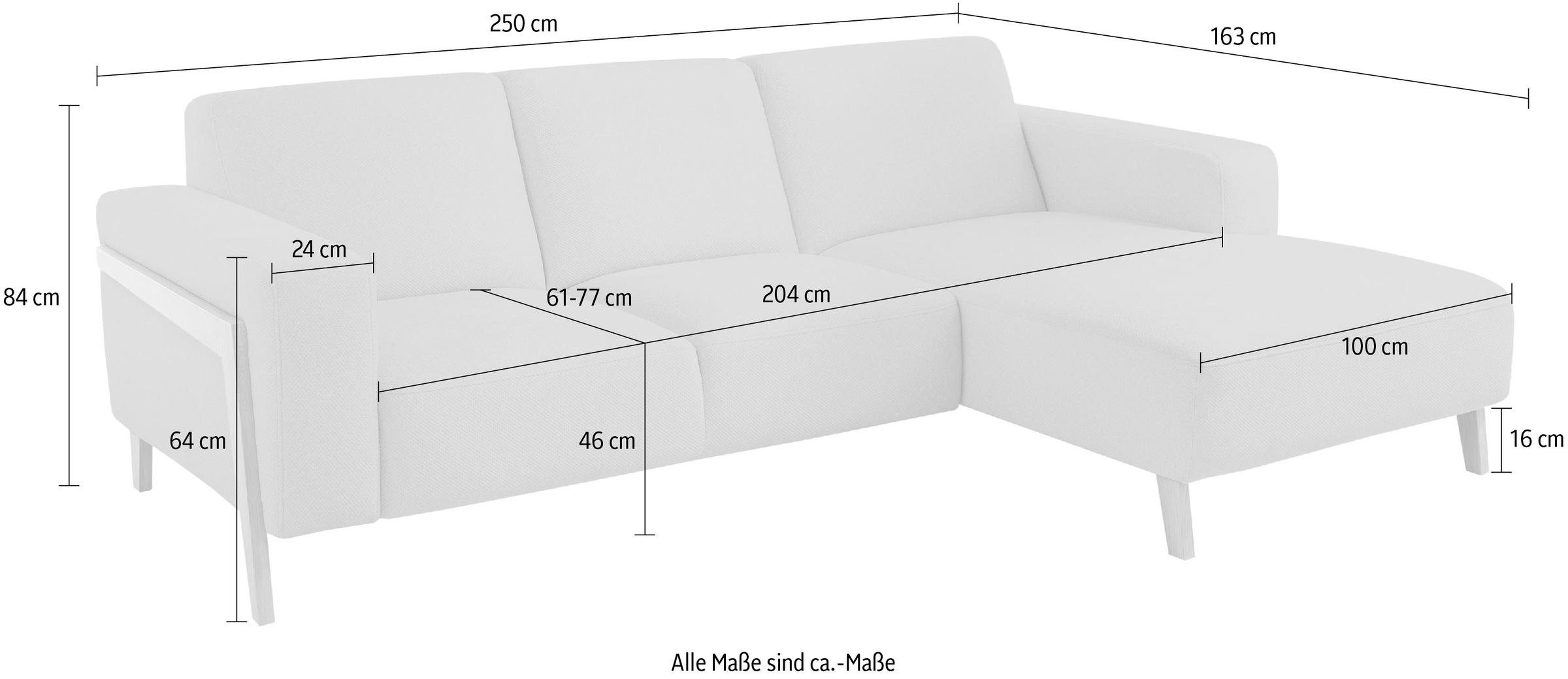 exxpo - sofa fashion Ecksofa »Starr Scandic Design, tolle Verarbeitung, bequem, Sichtholz am Armteil«, L-Form, wahlw. elektrische Sitztiefenverstellung, Massivholzfüsse