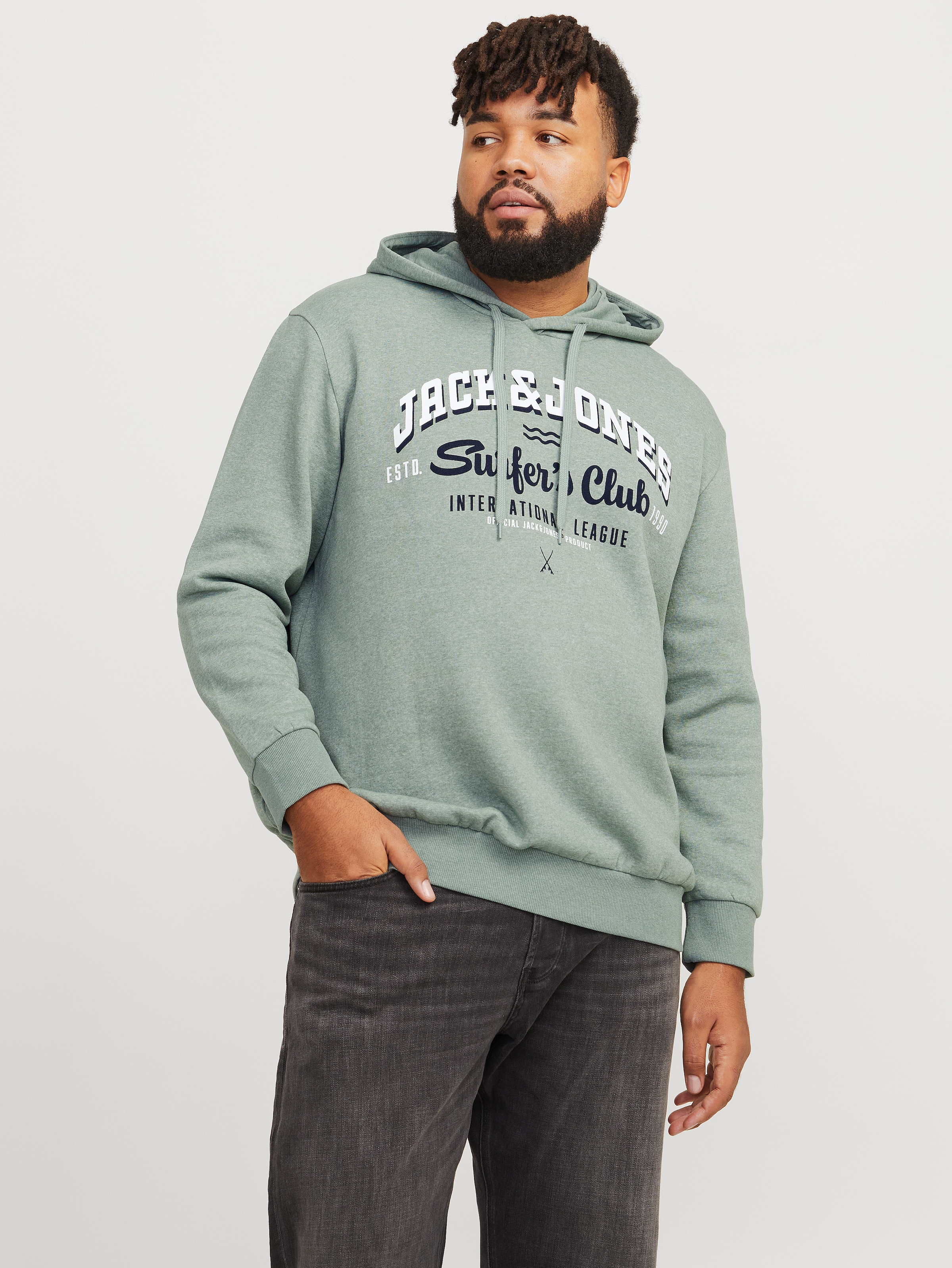 Jack & Jones PlusSize Hoodie »JJELOGO SWEAT HOOD 2 COL 24/25 NOOS PLS«, mit Logo Frontprint