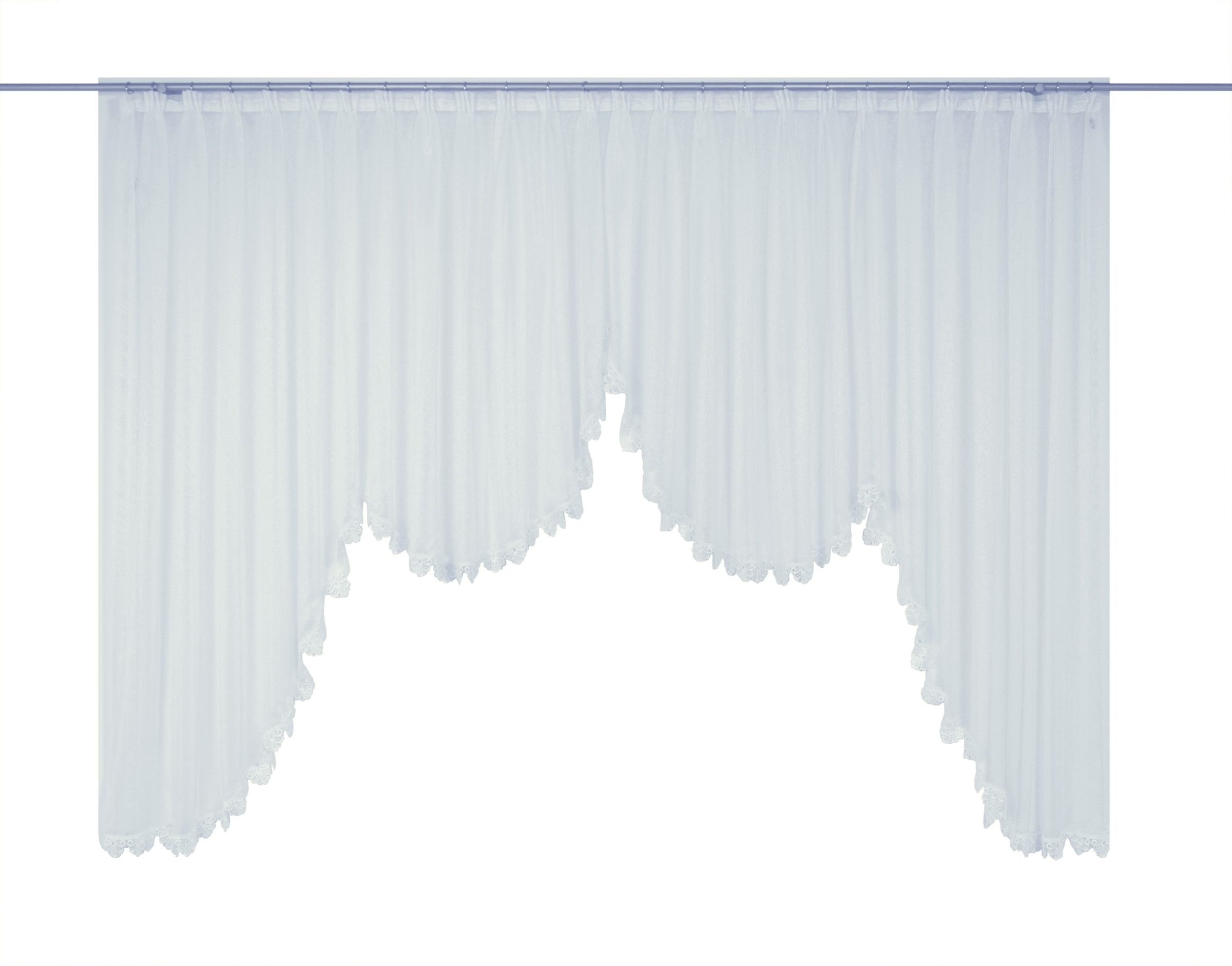 Image of Wirth Gardine "Elena" Faltenband 1 Stk. tlg. veredelt mit echter Plauener Spitze Stickerei, geschwungen