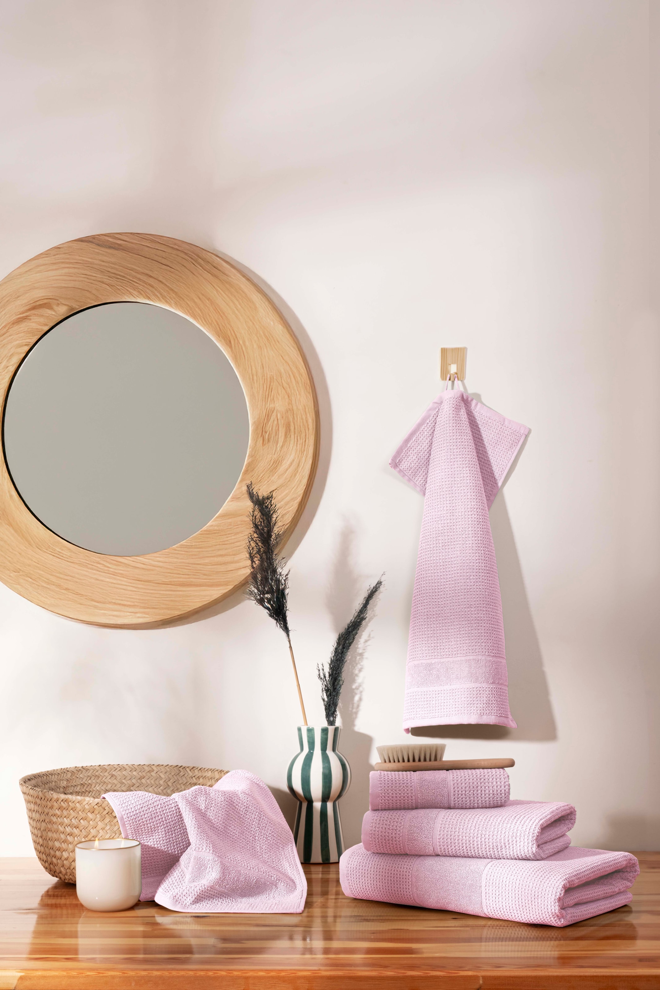 my home Handtuch Set »Kimi, Duschtuch, Handtücher und Gästetücher« Set 5 Walkfrottee 100% Baumwolle, einfarbig, weich, mit Bordüre, besondere Struktur