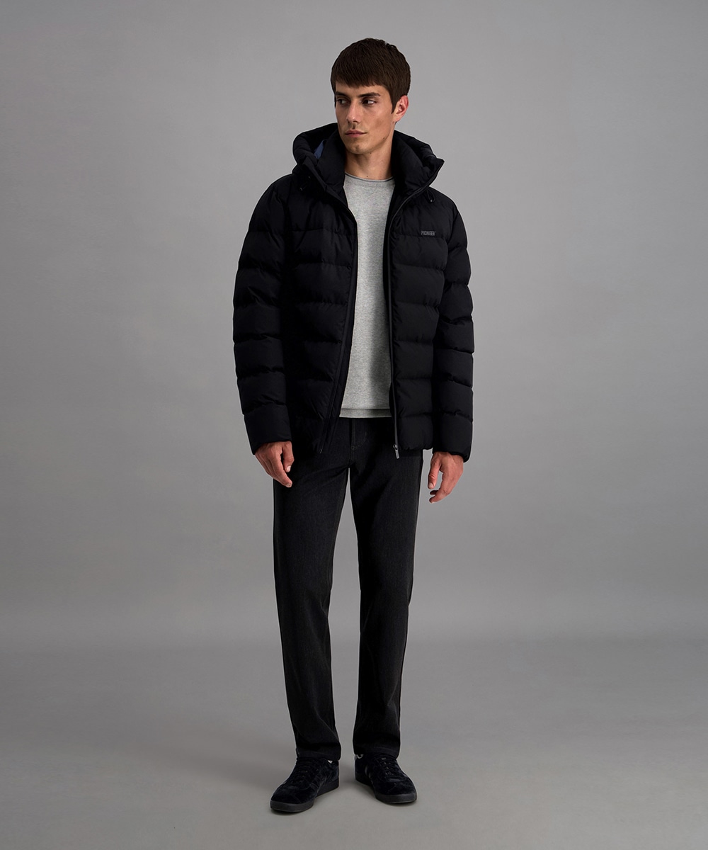Pioneer Authentic Jeans Rundhalspullover, Ausschnitt mit Rollkante, Aussennähte