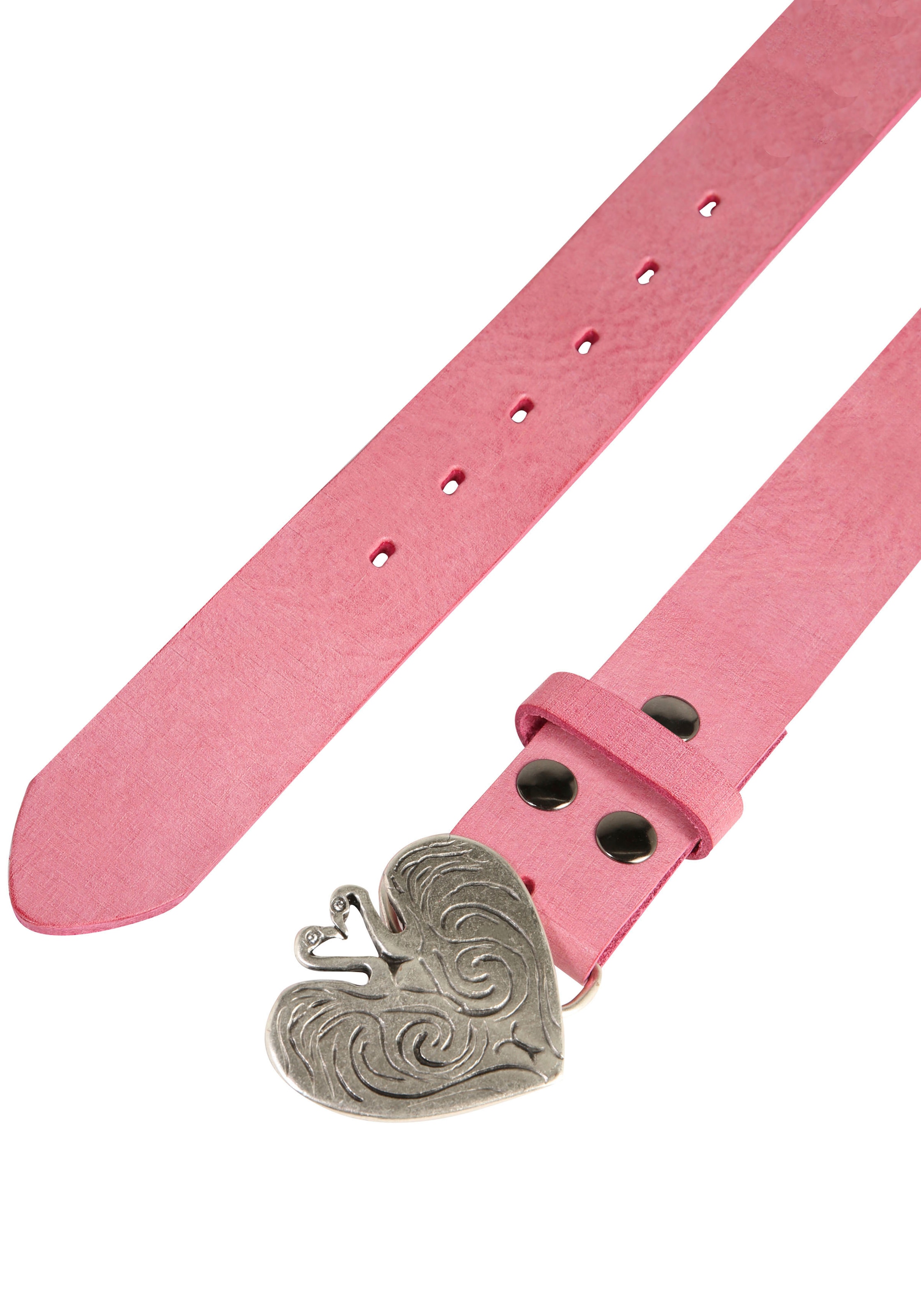 Rettungsring Gürtel Ledergürtel Schliesse »Flamingoherz Geschlosen Silber mit Swarowski-Kristall«