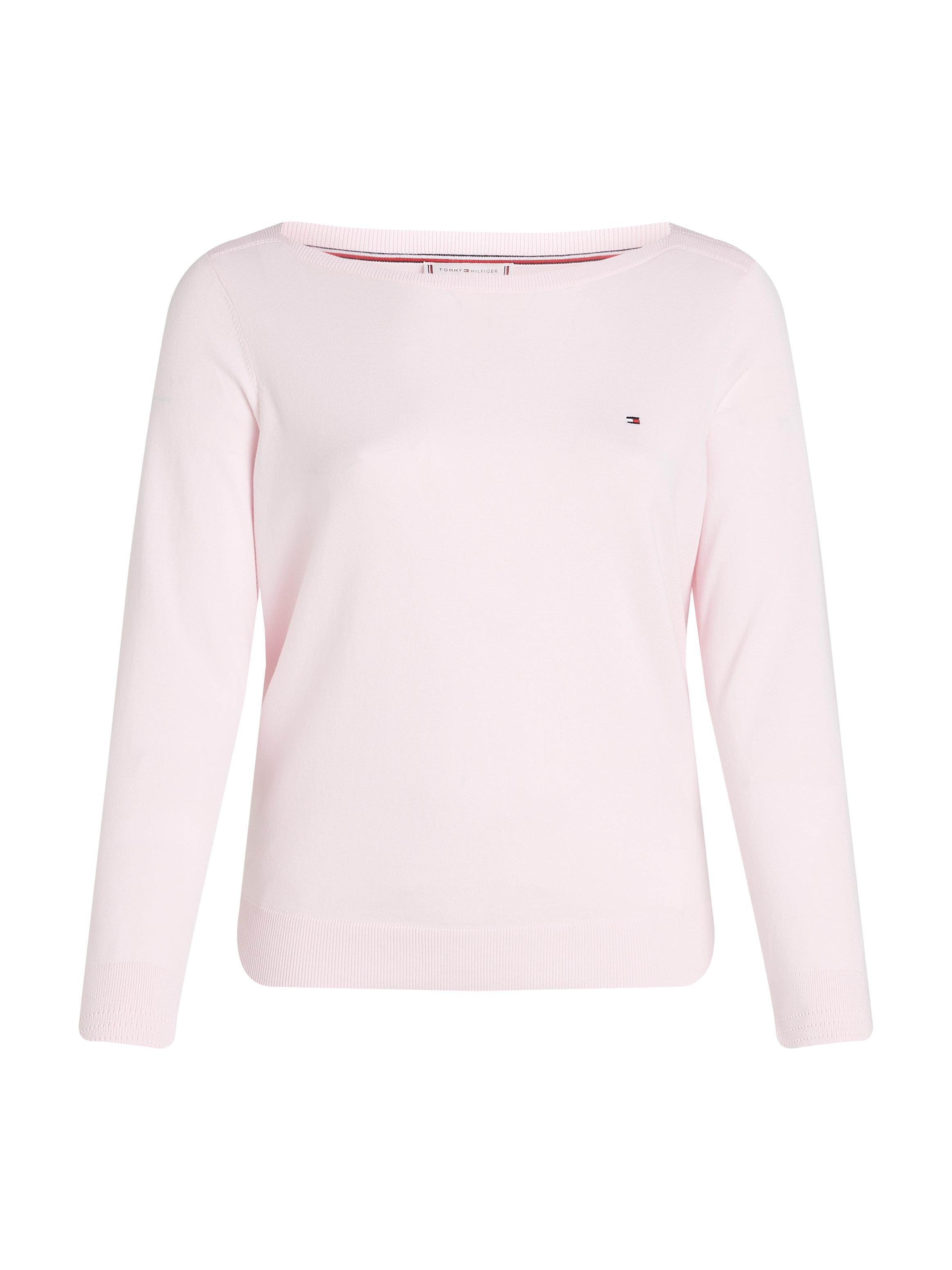 Tommy Hilfiger Curve Strickpullover »CRV CO JERSEY STITCH LS B-NK SWT«, in Grossen Grössen, Logostickerei
