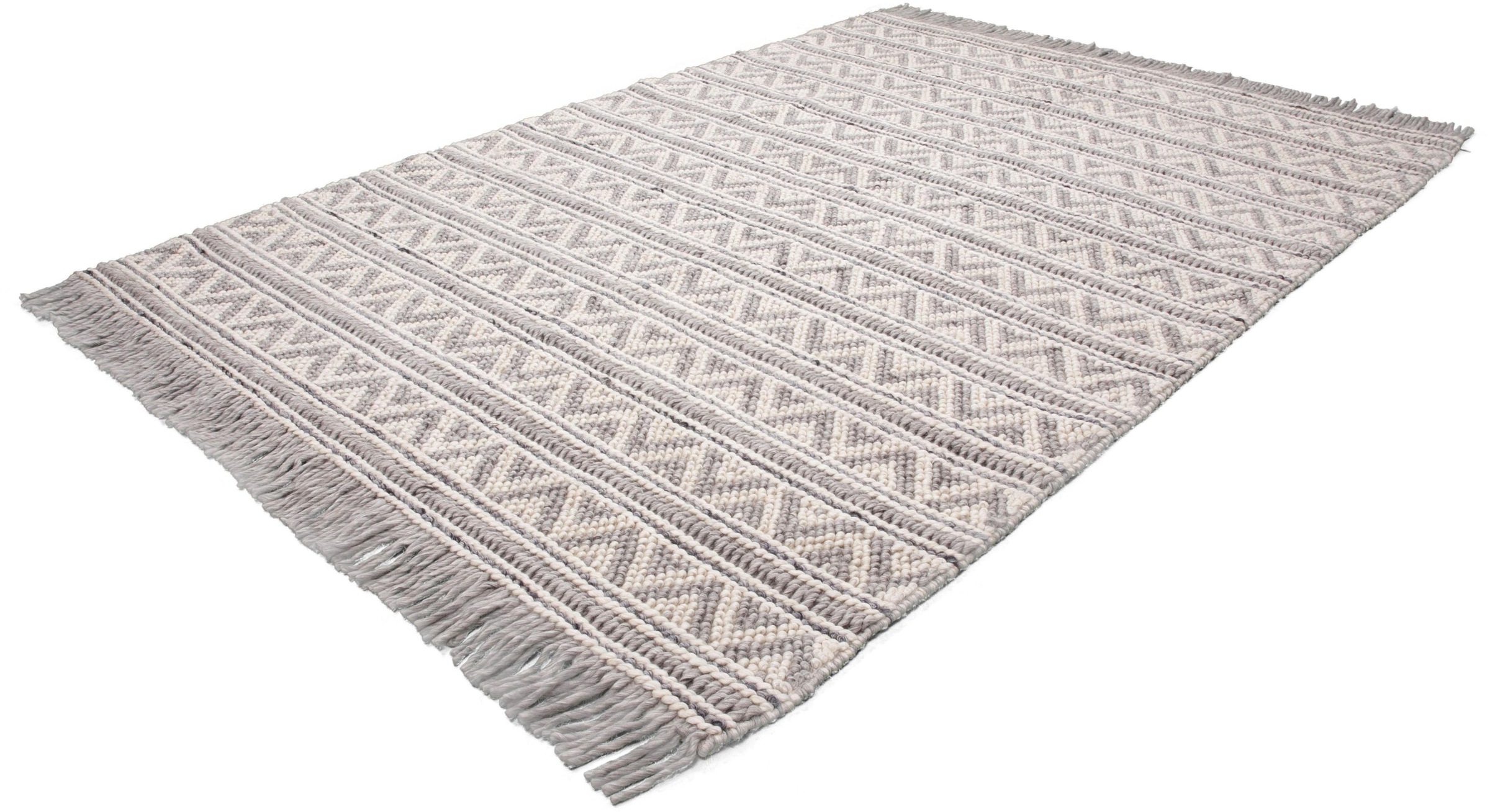 calo-deluxe Teppich »Bature 500«, rechteckig, 10 mm Höhe, Wolle und Viskose mit Fransen, Wohnzimmer