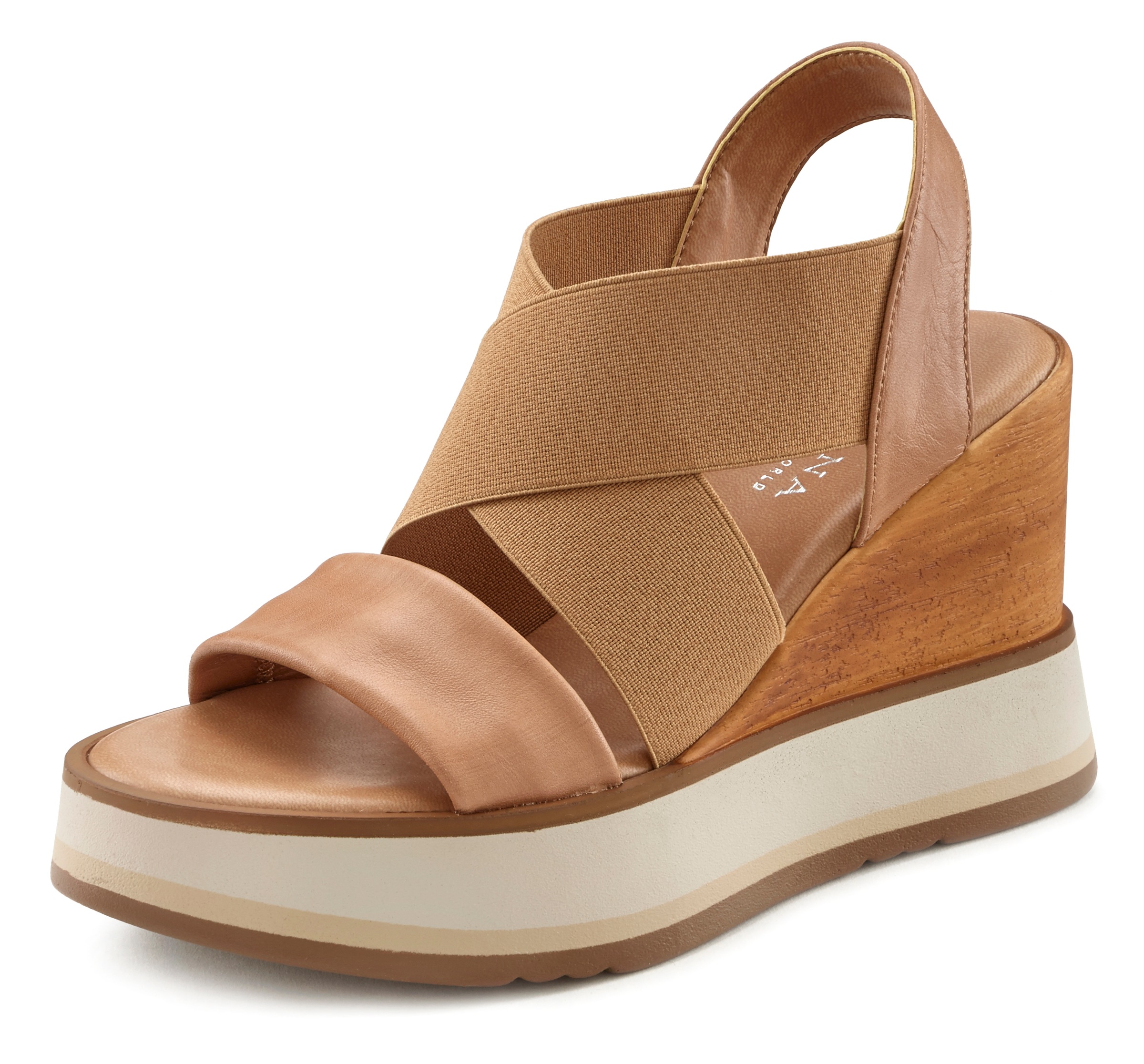 Image of LASCANA Sandalette, aus Leder mit Keilabsatz und elastischem Riemen bei Ackermann Versand Schweiz