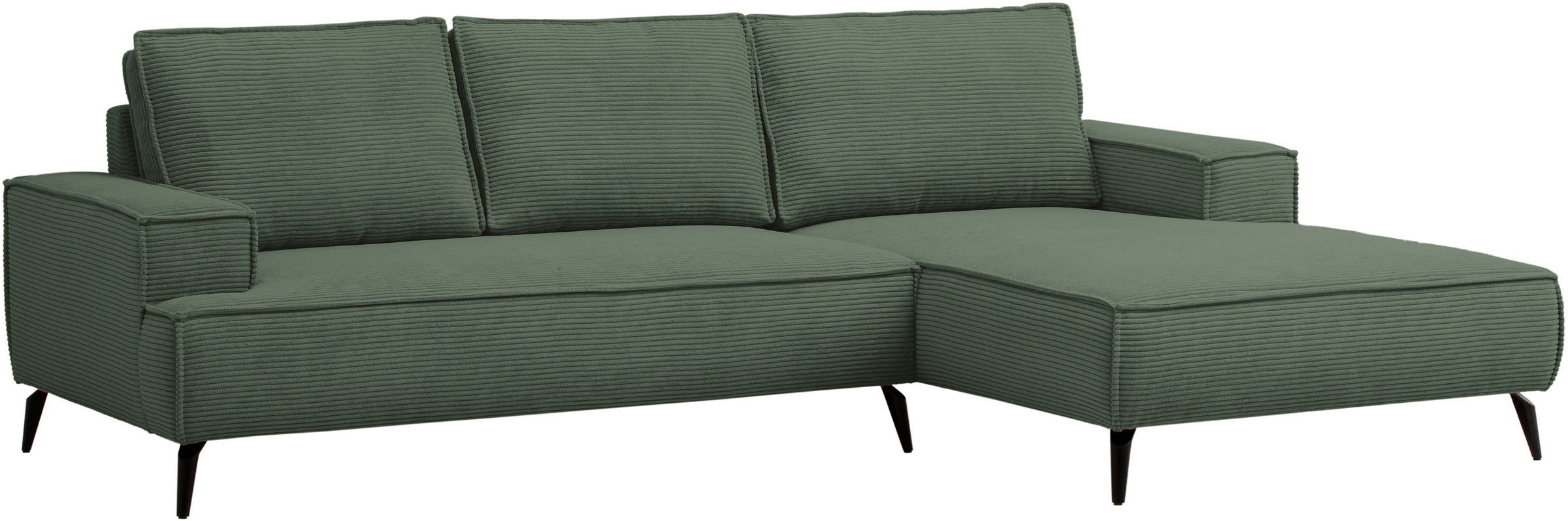 andas Ecksofa »TVINNU, L-Form in Cord, Sofa«, wahlweise Recamiere rechts/links, schwarze Füsse, bequemer Sitzkomfort