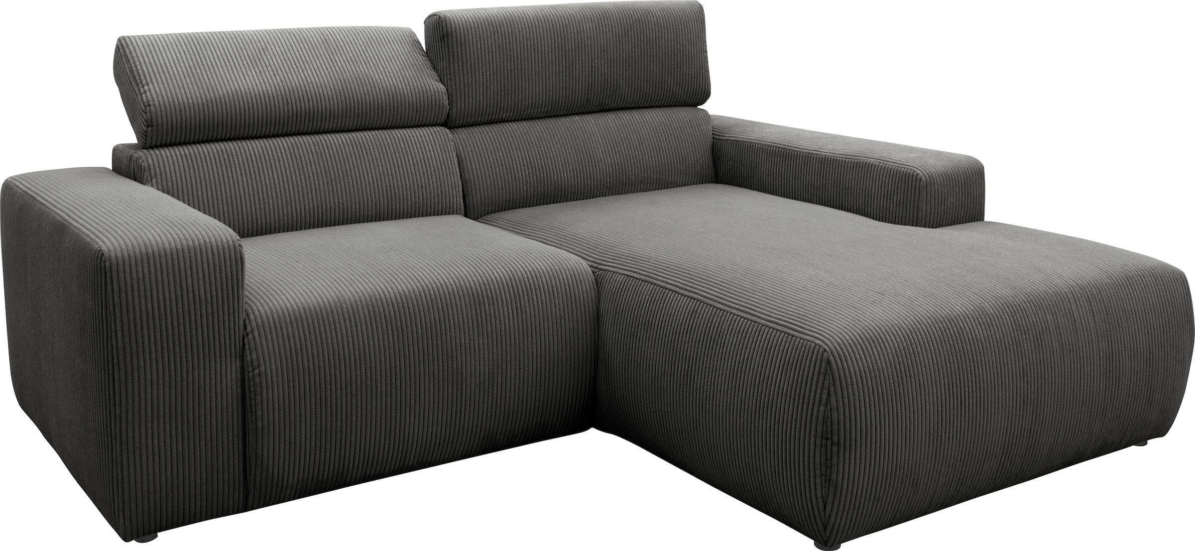 DOMO collection Ecksofa »Brandon B/T: 214/175 cm, belastbar bis 140kg/ Sitz, L-Form«, Cord, grau