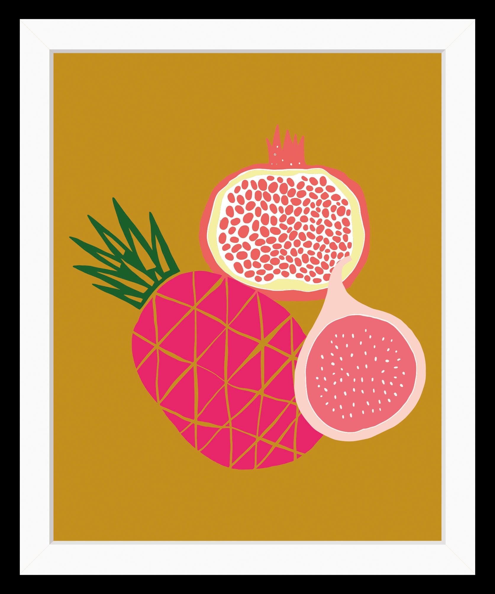 Image of queence Bild "Anton" Essen Figuren Kunst Lebensmittel Obst Obst Bilder 1 Stk. tlg. HD Premium Poster-Druck inkl. Holzrahmen