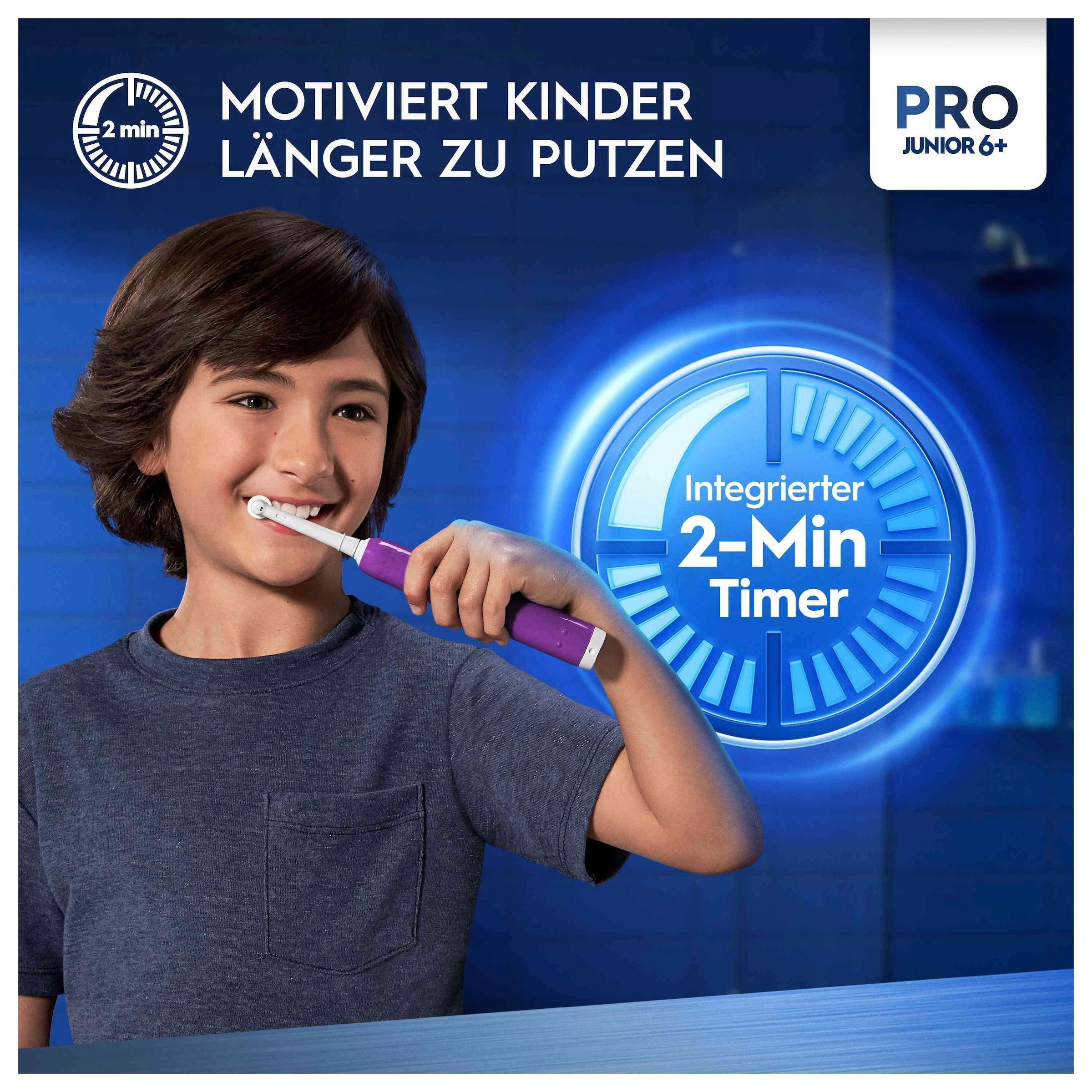 Oral-B Elektrische Zahnbürste »Pro Junior«, 1 St. Aufsteckbürsten, Drucksensor