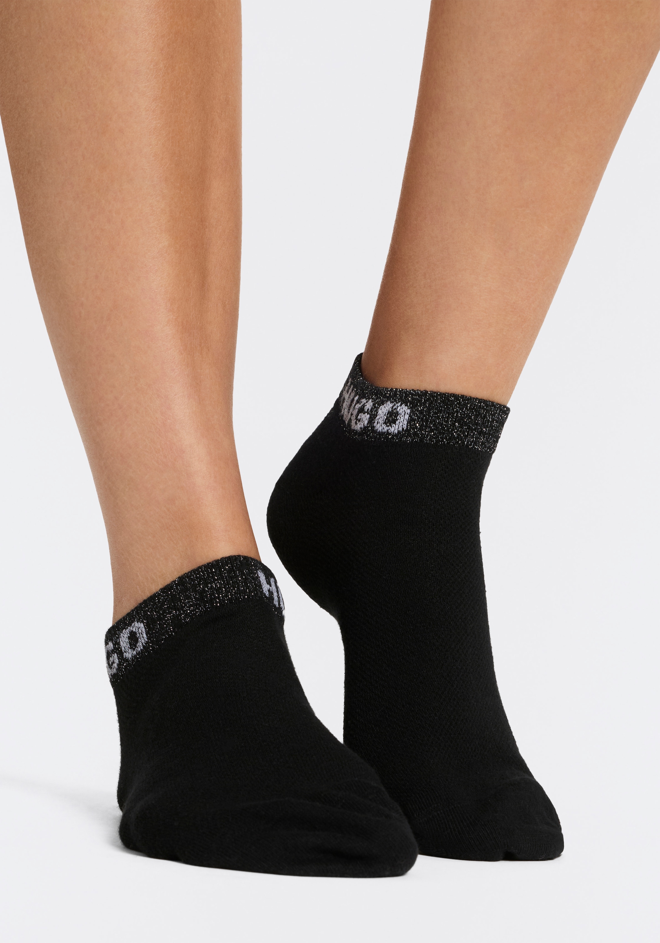 HUGO Underwear Chaussettes de baskets »2P AS SHINY PIQ CC W« 3 Couple tlg. leicht schimmernd
