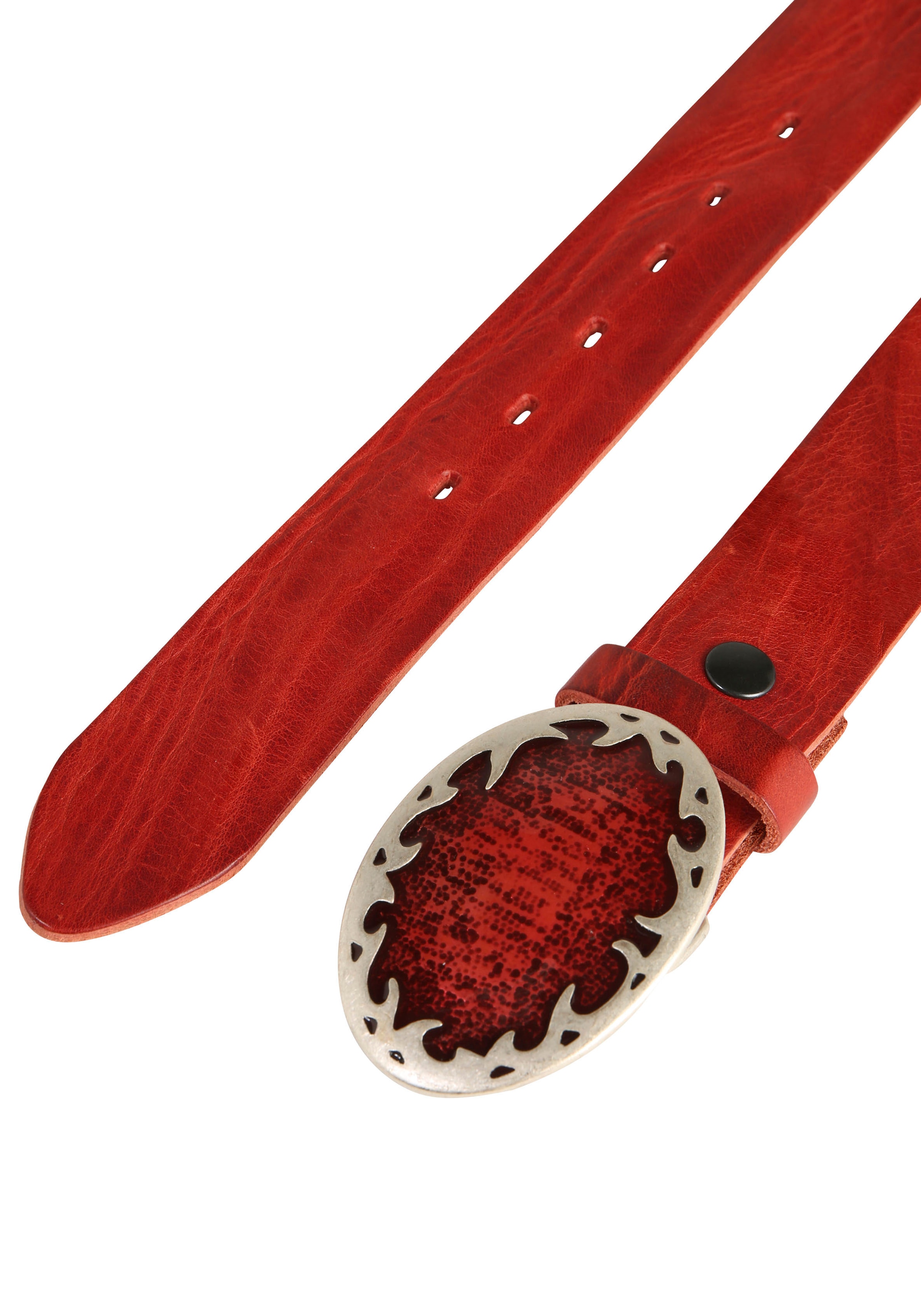 RETTUNGSRING by showroom 019° Ledergürtel, mit austauschbarer Schliesse »Flamme Oval Rot«
