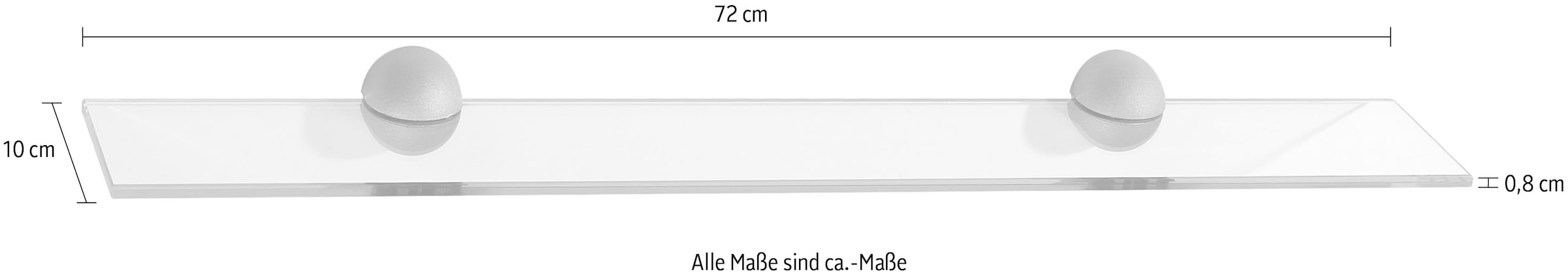 Saphir Elément de rangement »Quickset 955 Glasablageboden für Wand, 72 cm breit« incl. fixation, étagère murale en verre, tablette