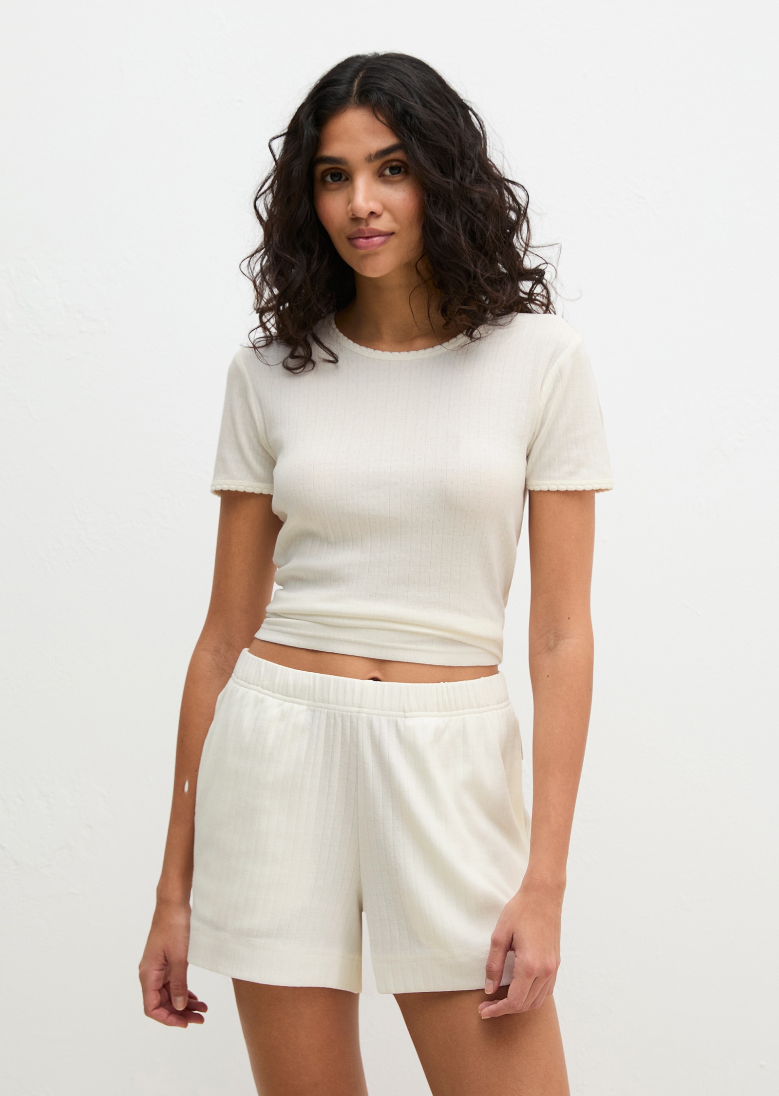 Image of Marc OPolo Kurzarmshirt "Mix N Match Airy Cotton Rib" mit Rundhalsausschnitt