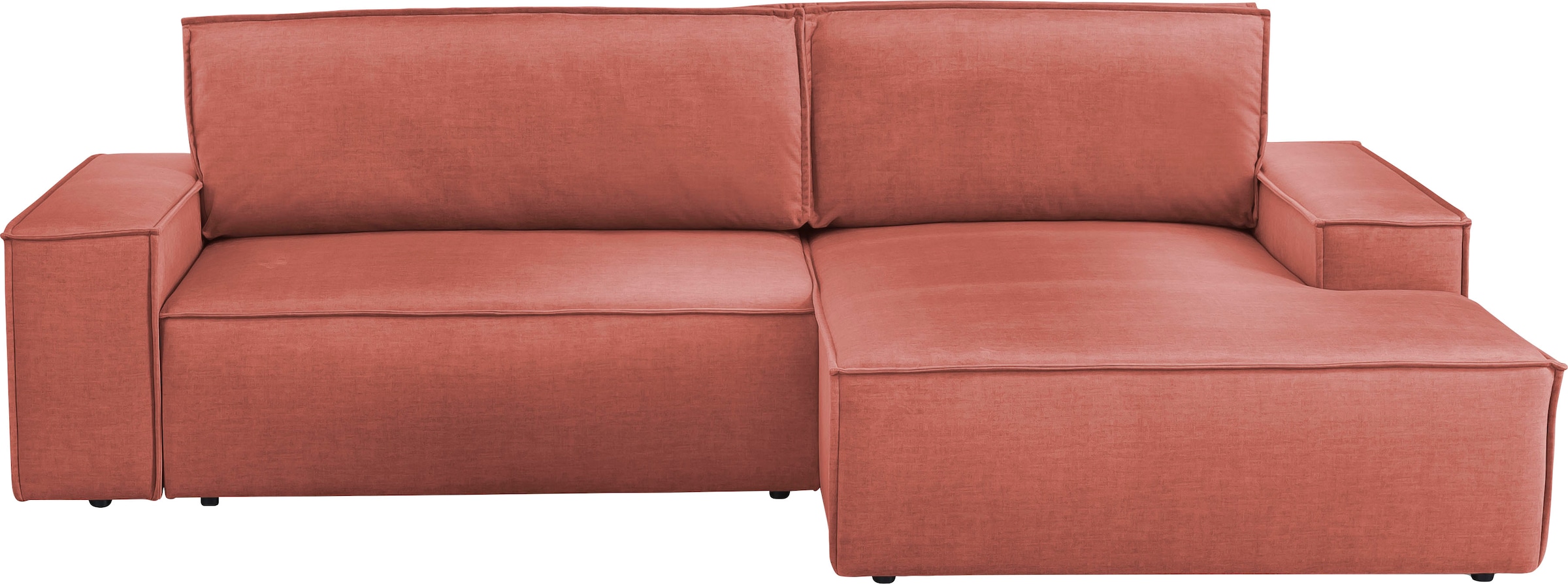 Home affaire Ecksofa SHERWOOD Schlafsofa 267 cm, L-Form, Schlaffunktion mit Bettkasten (210x136 cm), Cord, Vintage, Samtvelours