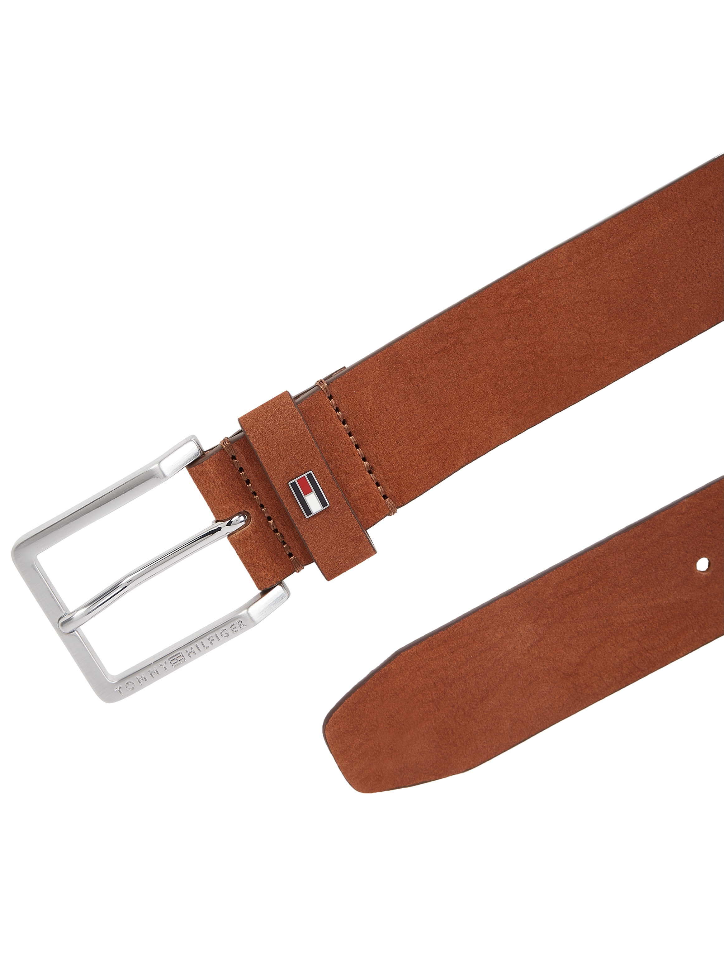 Tommy Hilfiger Ledergürtel »OLIVER NUBUCK 3.5«, Metallpatch, Einfachdornschliesse