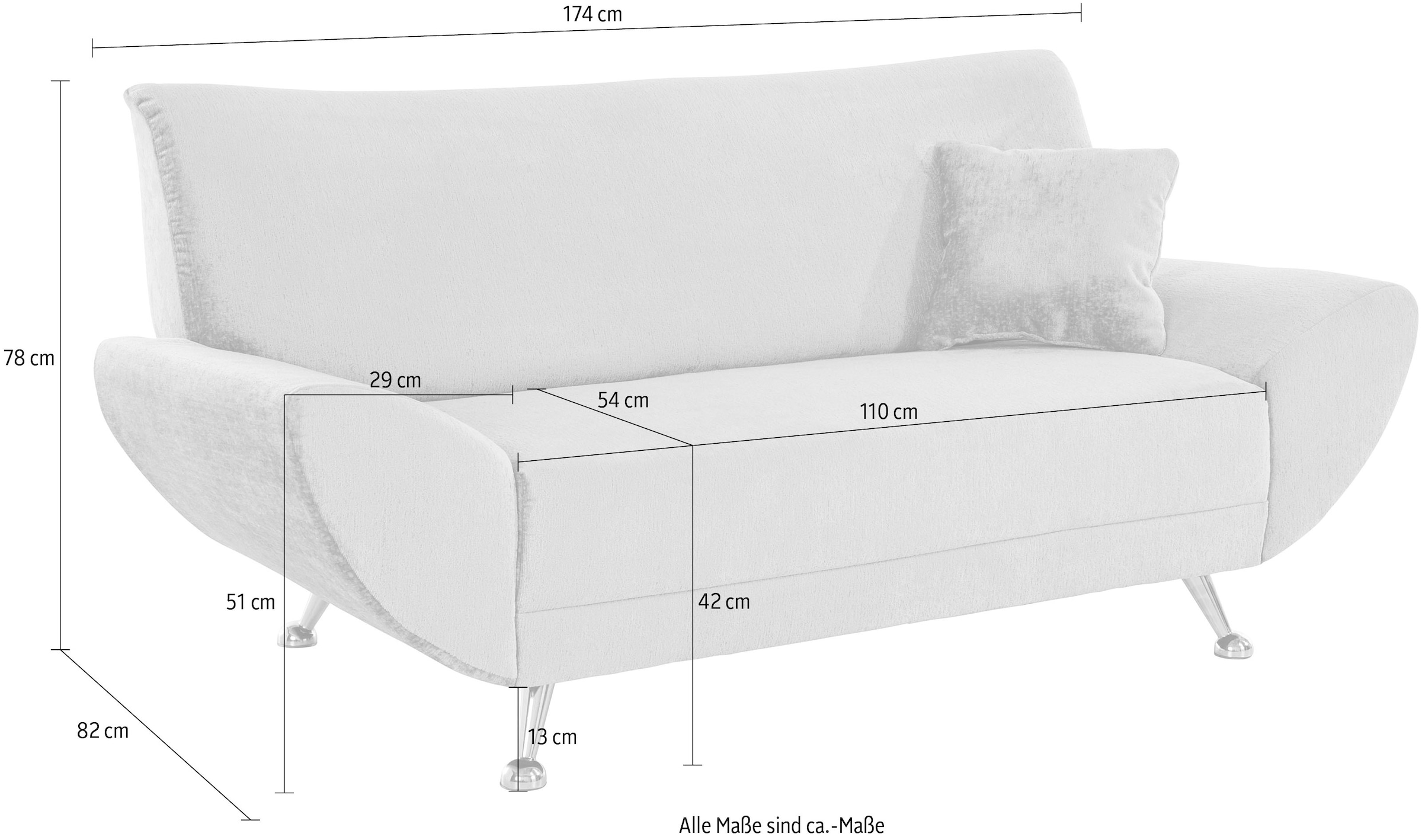 INOSIGN 2-Sitzer »Saltare, elegant und komfortabel, toller Designfuss«