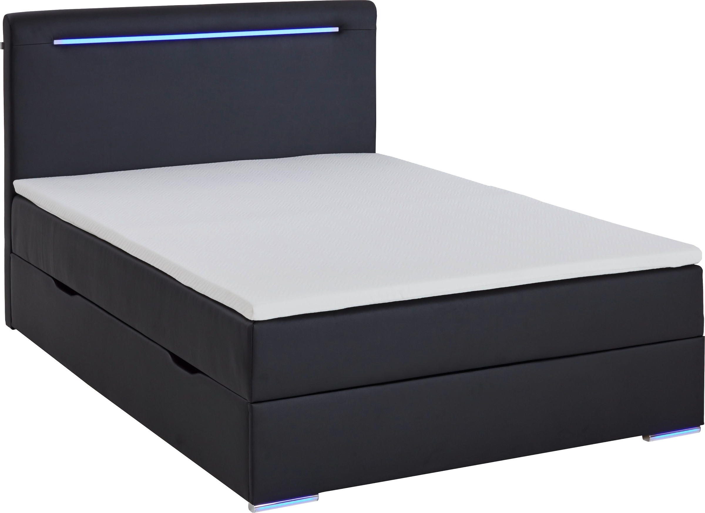 meise.möbel Lit de boxe »Candela inkl. Bettkasten, Topper & LED-Beleuchtung an Kopfteil & Füssen«