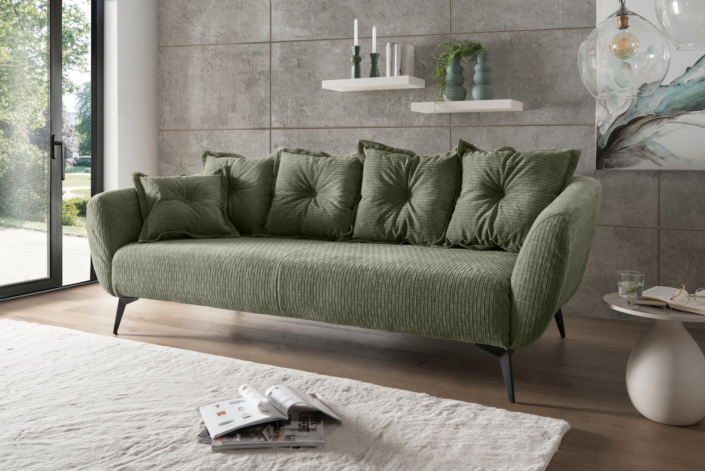 Image of Home affaire 3-Sitzer "Baggio Breite 236 cm, modernes Sofa, hoher Fuss, bequem" schwarze Metallfüsse