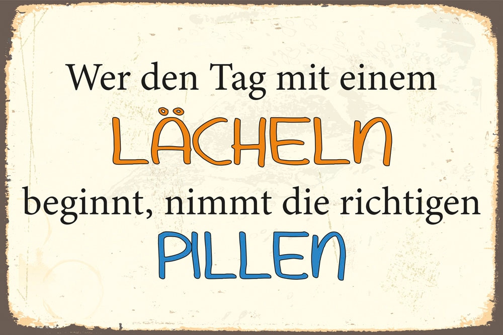 Image of queence Metallbild "Lächeln" Motivationsbilder Schriftzug Sprüche Sprüche & Texte 1 Stk. tlg. Stahlschild, Blechschild, Sprüche, Texte, witzig