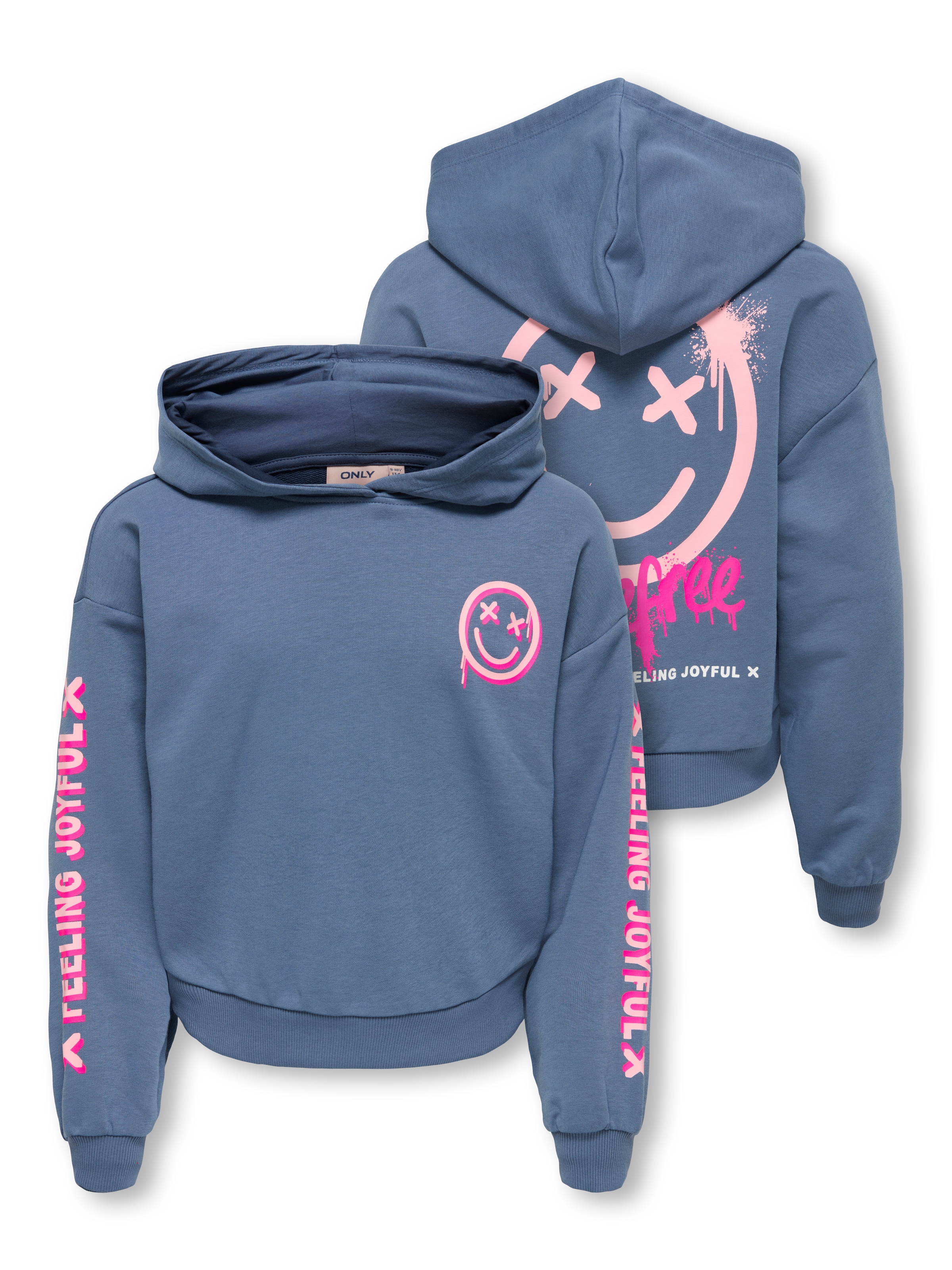 Image of KIDS ONLY Kapuzensweatshirt "KOGSMILE LIFE L/S HOOD UB SWT NOOS", Baumwollmischung, loose fit