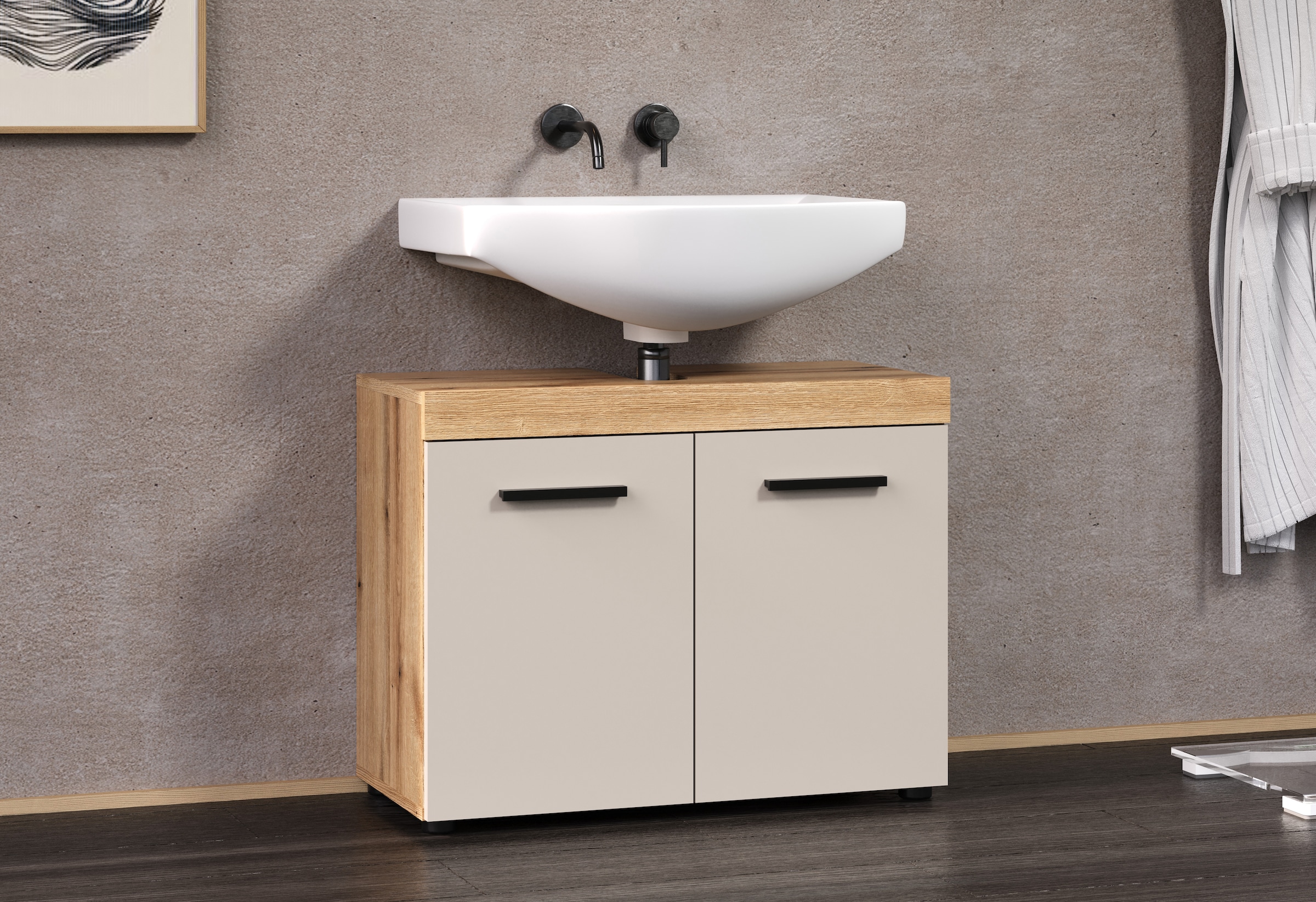 welltime Armoire sous lavabo »Isera« 1 cuis tlg. Waschbeckenschrank mit 2 Türen – (B/T/H) 72/34/56 cm