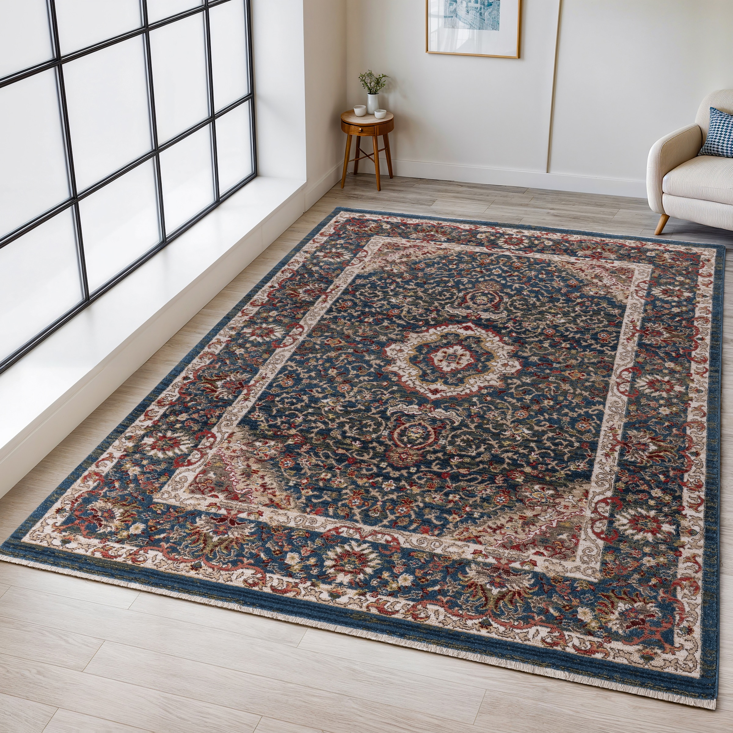 GOODproduct Teppich »Molvio, mit & ohne Fransen« rechteckig 18 mm Höhe Orient-Optik, Vintage Design, weich, Wohnzimmer, Schlafzimmer