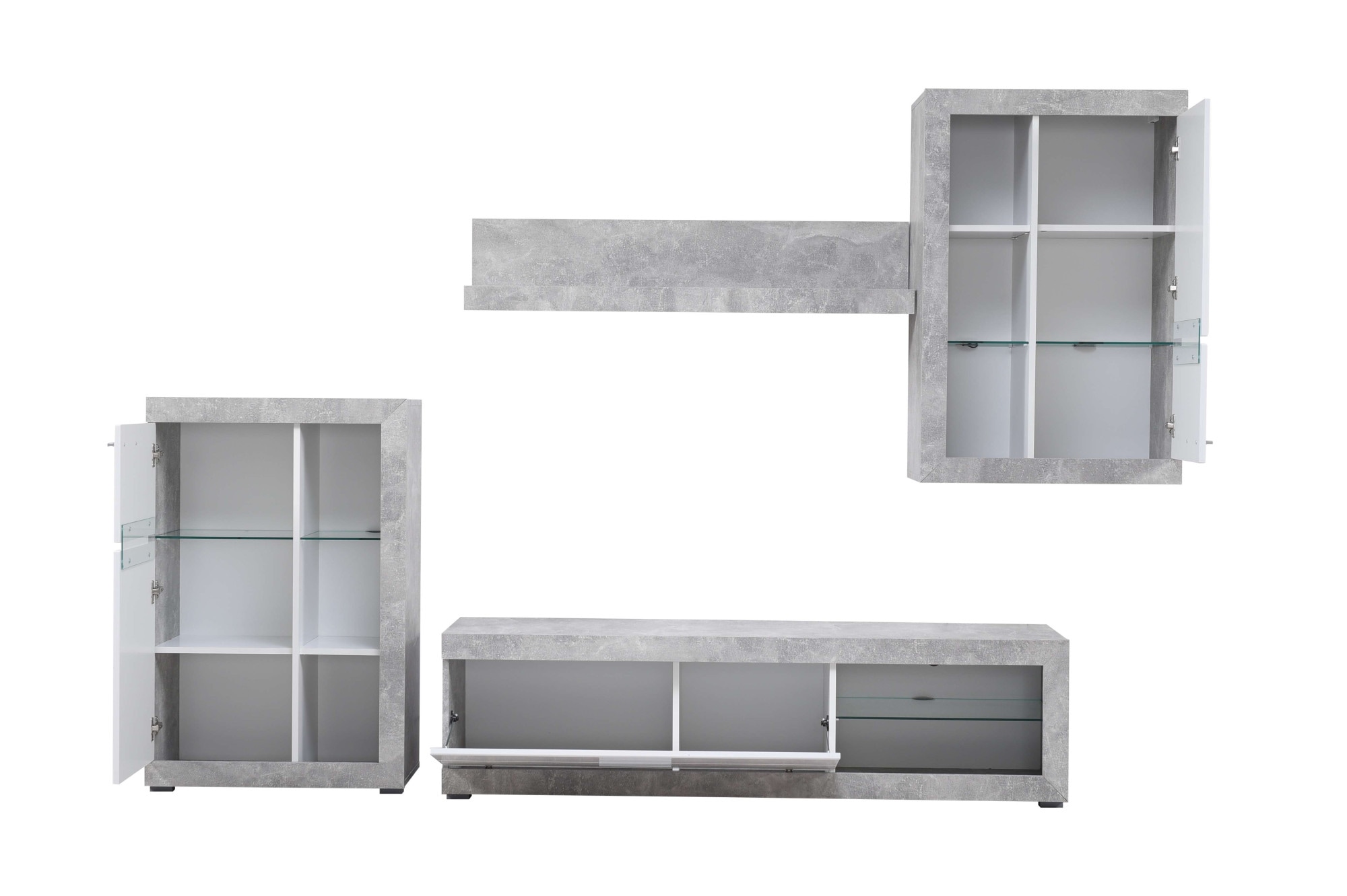 INOSIGN Ensemble de salon »Rosso Wohnwand, Mediawand, Anbauwand, für TV bis 60', Breite 267 cm« Komplett-Set, 4-st, 4 cuis tlg.