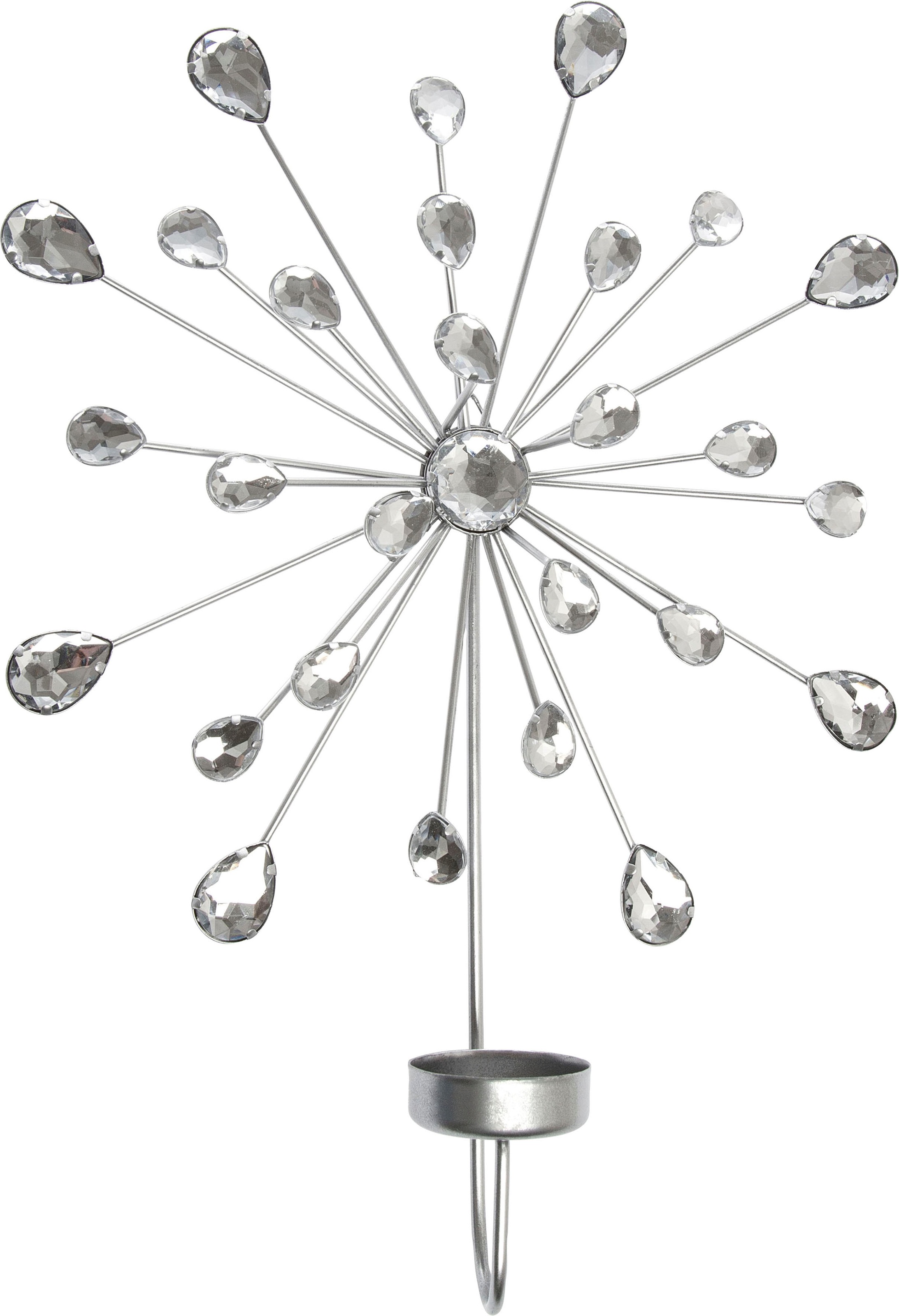 Image of Myflair Möbel & Accessoires Wandkerzenhalter »Bullala, silberfarben«, (Set, 1 St.), Kerzen-Wandleuchter, Kerzenhalter, Kerzenleuchter hängend, Teelichthalter, Wanddeko, aus Metall, mit Schmucksteinen, modernes Design, Wohnzimmer bei Ackermann Versand Schw