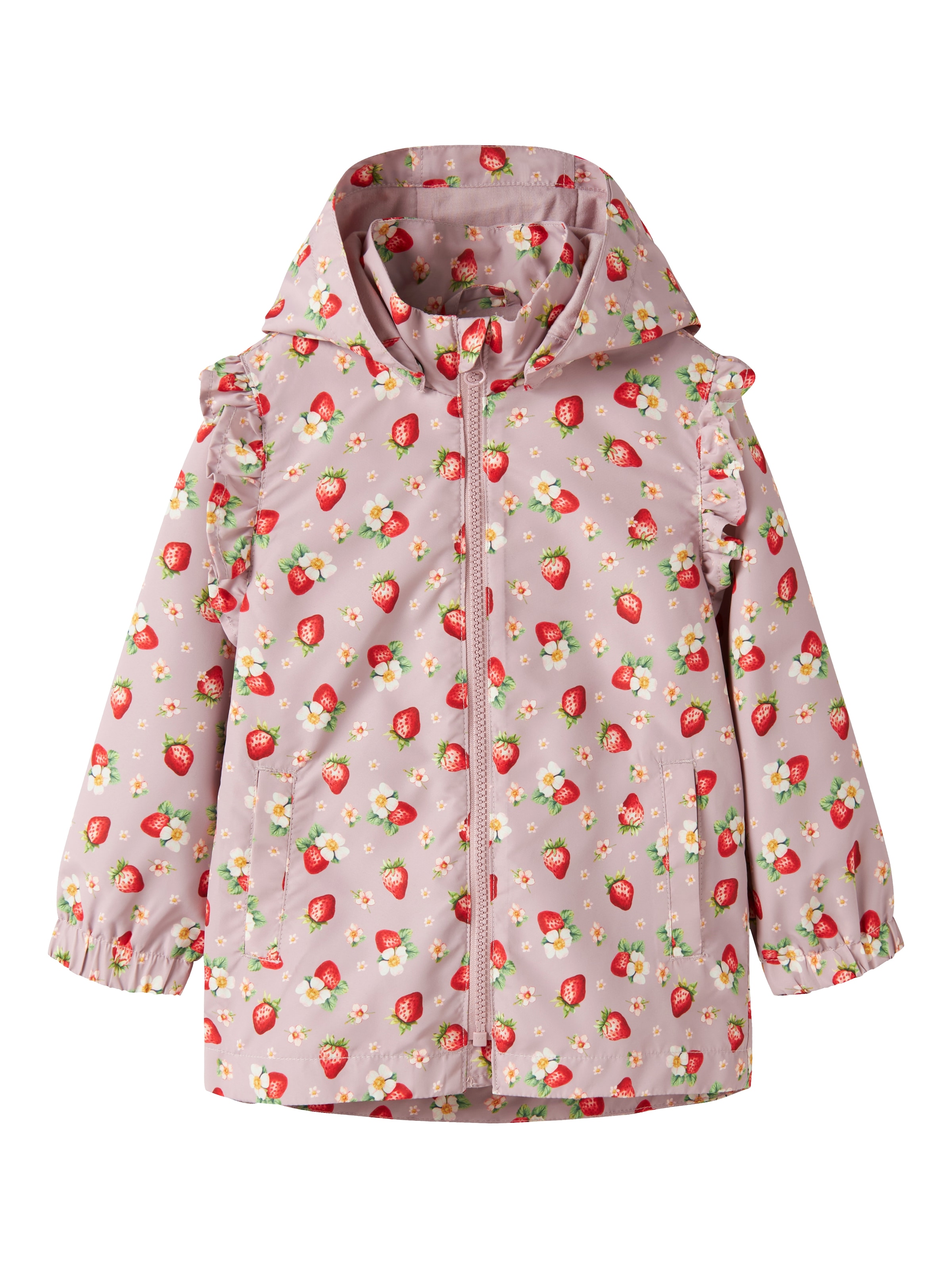 Image of Name It Outdoorjacke "NMFMAXI JACKET LI FRILL AOP" mit Kapuze