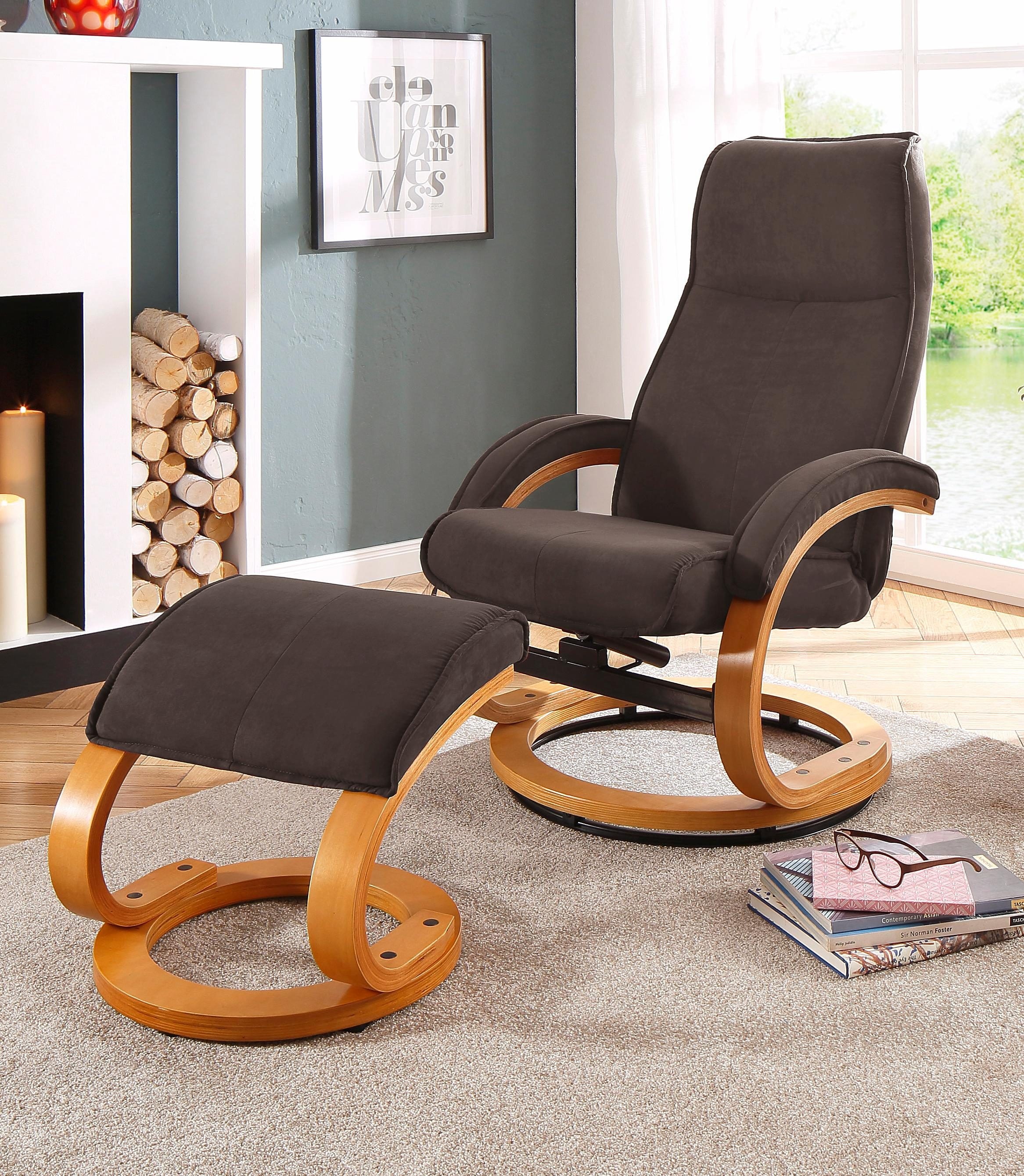 Home affaire Relaxsessel »Paris, TV-Sessel mit Hocker und manueller Liegefunktion«, (Set, 2 St., bestehend aus Sessel und Hocker), Set (Sessel und Hocker), Dreh- und Kippfunktion