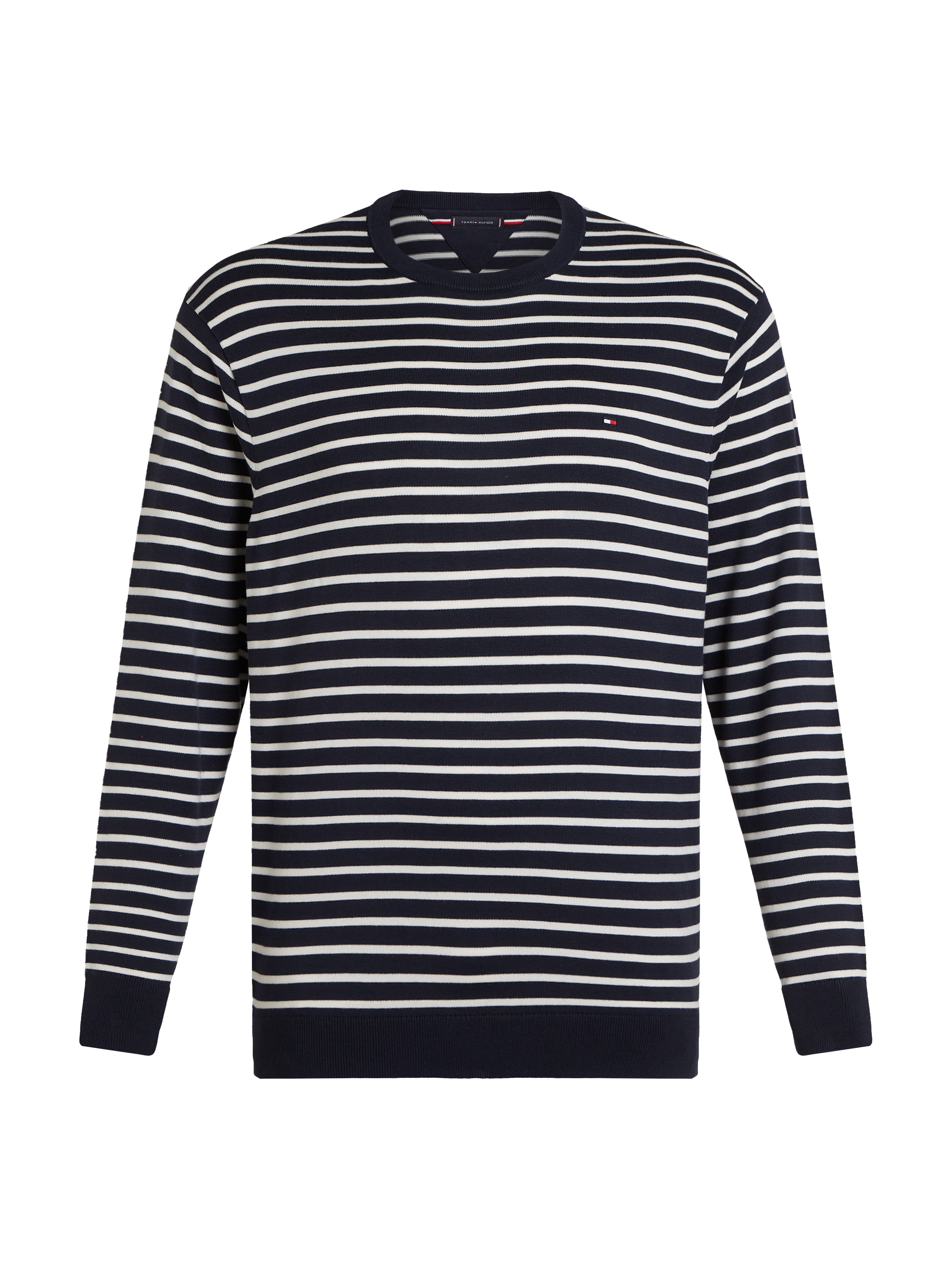 Tommy Hilfiger Big & Tall Rundhalspullover »BT-ESSENTIAL COTTON CREW NECK-B«, in Grossen Grössen, Logostickerei